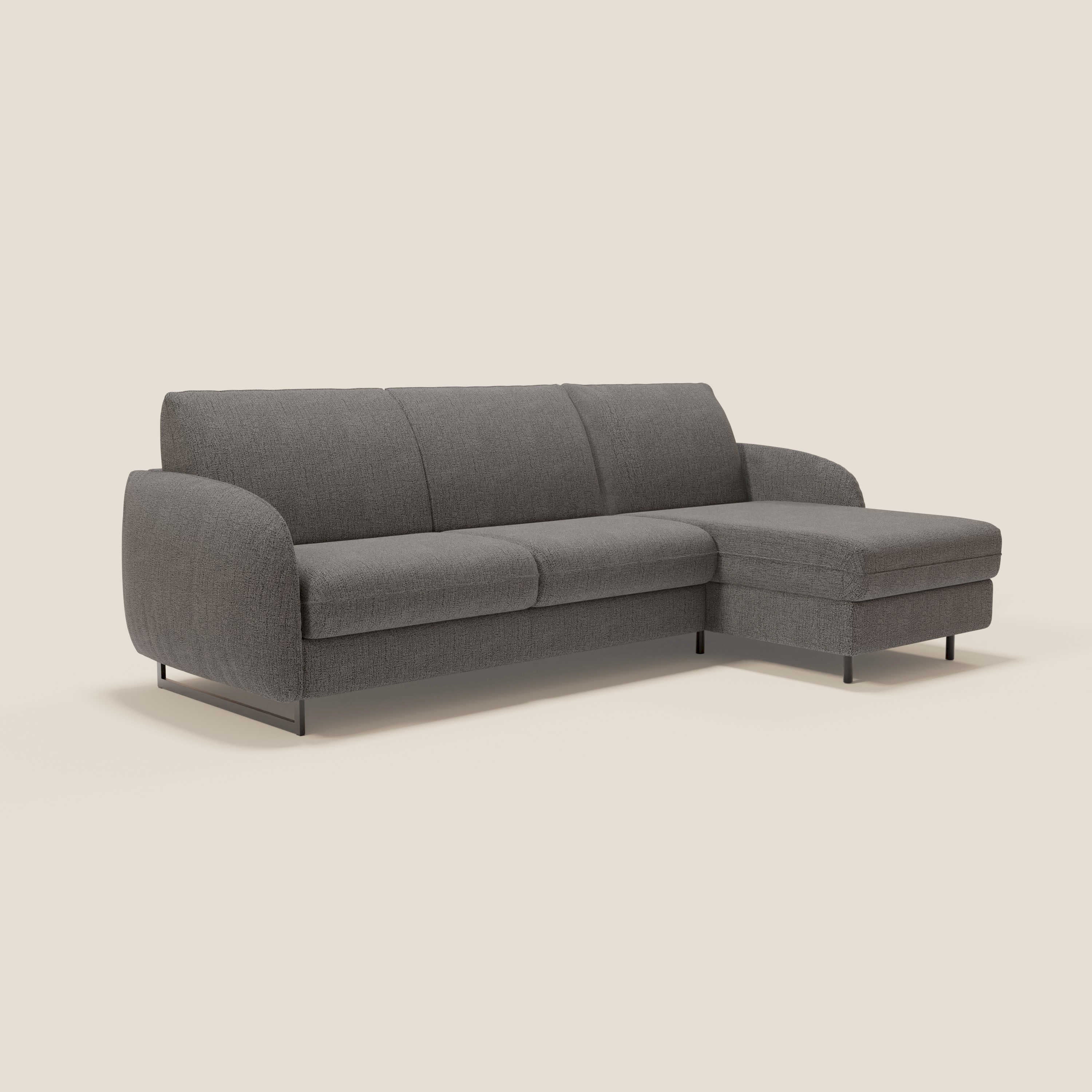 Ninfea Canapé d'angle convertible avec chaise longue coffre, matelas H18 cm et pieds en métal en tissu imperméable T03 anthracite - Image 3