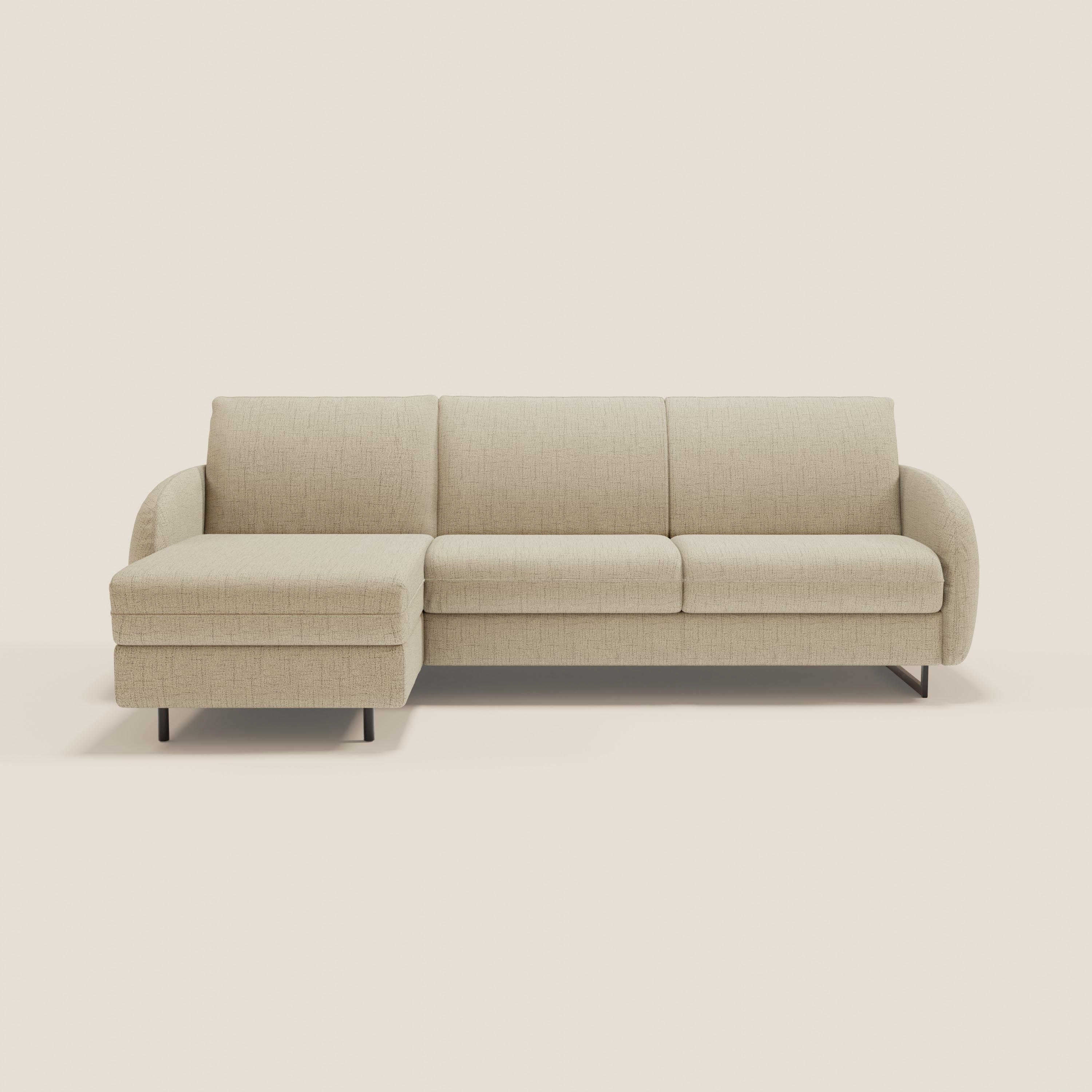 Ninfea Canapé d'angle convertible avec chaise longue coffre, matelas H18 cm et pieds en métal en tissu imperméable T03 beige - Image 12