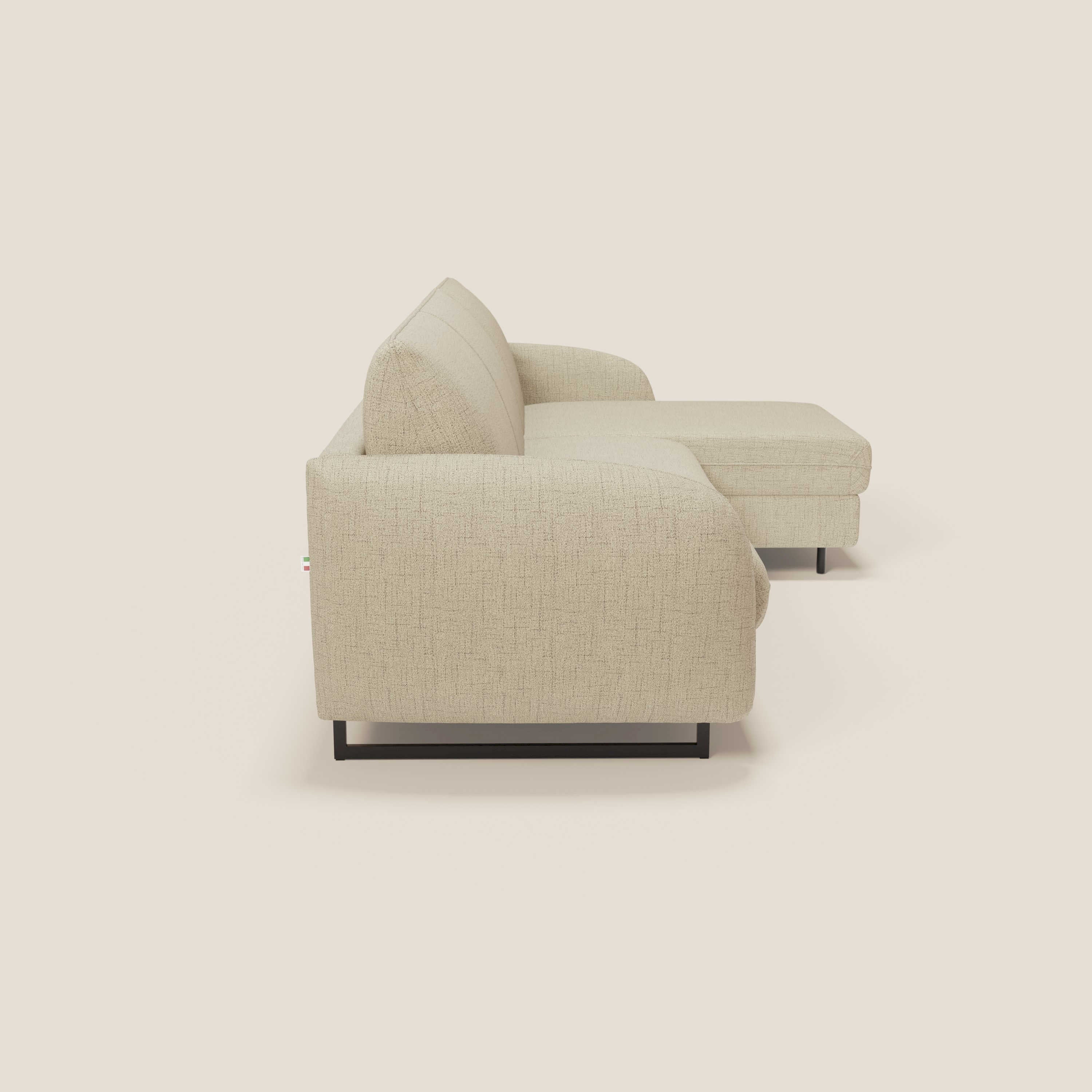 Ninfea Canapé d'angle convertible avec chaise longue coffre, matelas H18 cm et pieds en métal en tissu imperméable T03 beige - Image 6