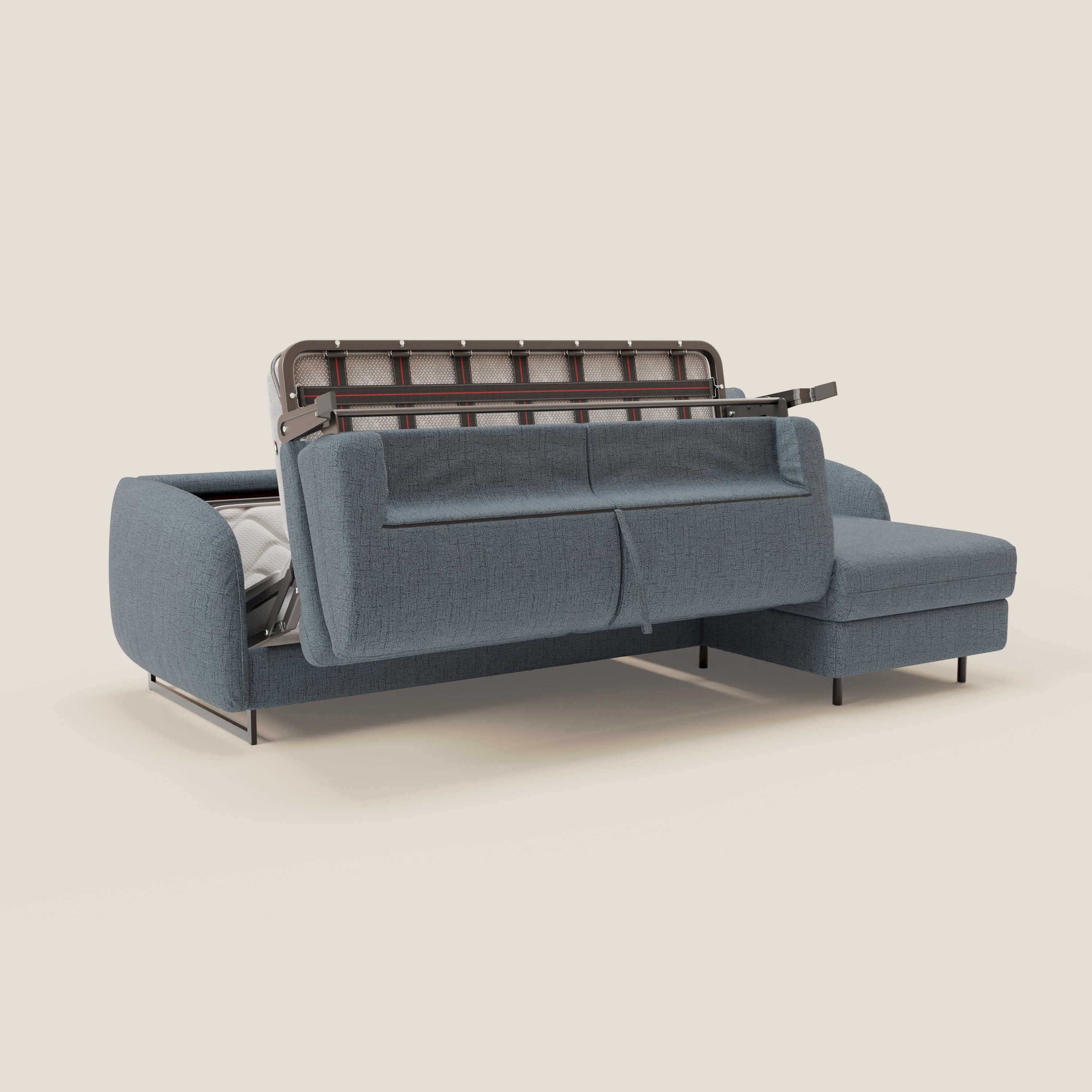 Ninfea Canapé d'angle convertible avec chaise longue coffre, matelas H18 cm et pieds en métal en tissu imperméable T03 bleu - Image 10
