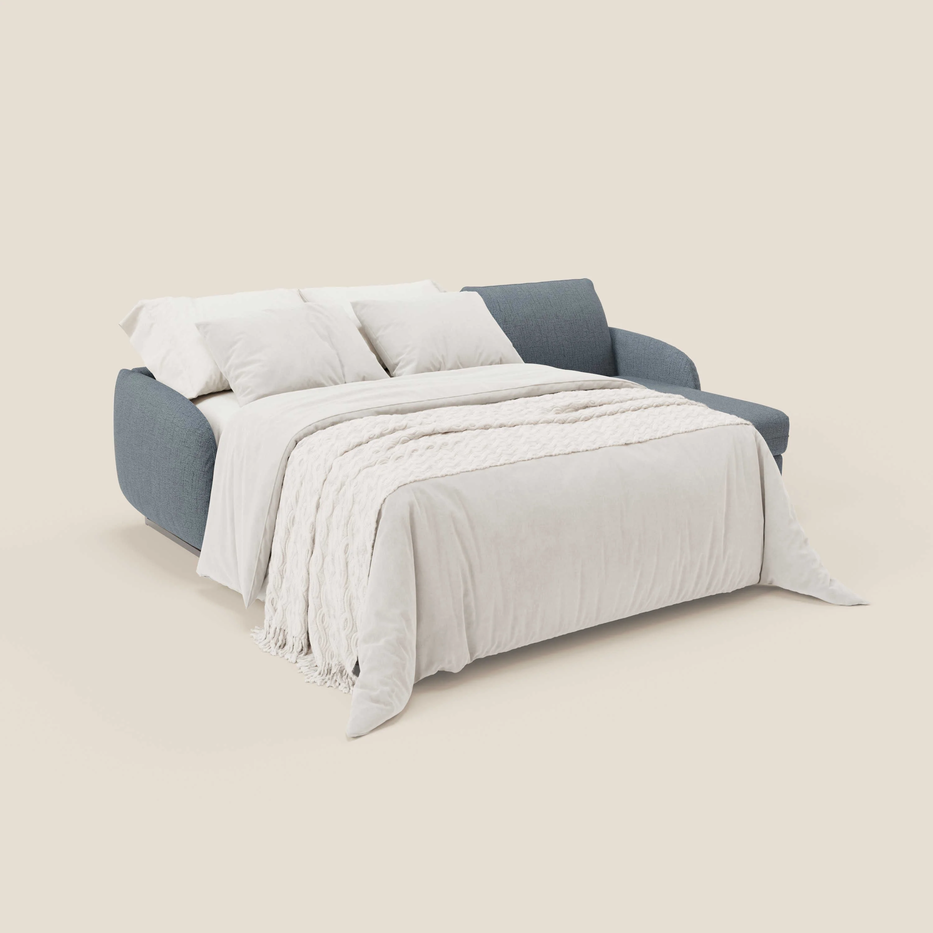 Ninfea Canapé d'angle convertible avec chaise longue coffre, matelas H18 cm et pieds en métal en tissu imperméable T03 bleu - Image 2