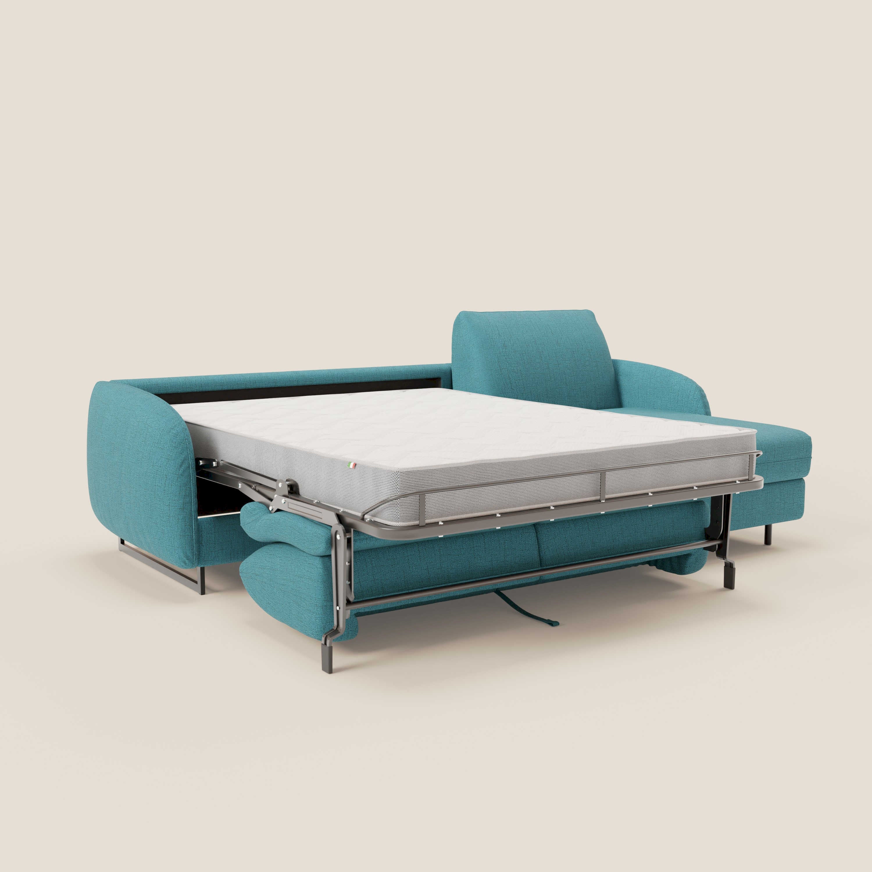 Ninfea Canapé d'angle convertible avec chaise longue coffre, matelas H18 cm et pieds en métal en tissu imperméable T03 bleu ciel - Image 10