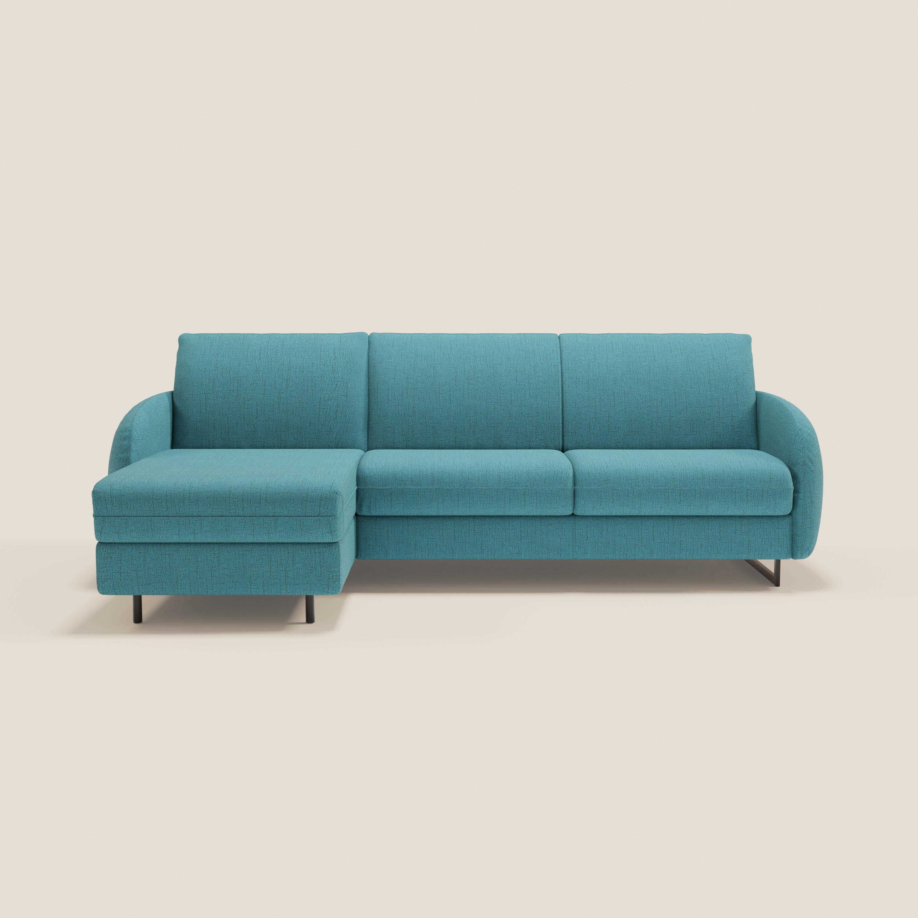 Ninfea Canapé d'angle convertible avec chaise longue coffre, matelas H18 cm et pieds en métal en tissu imperméable T03 bleu ciel - Image 11