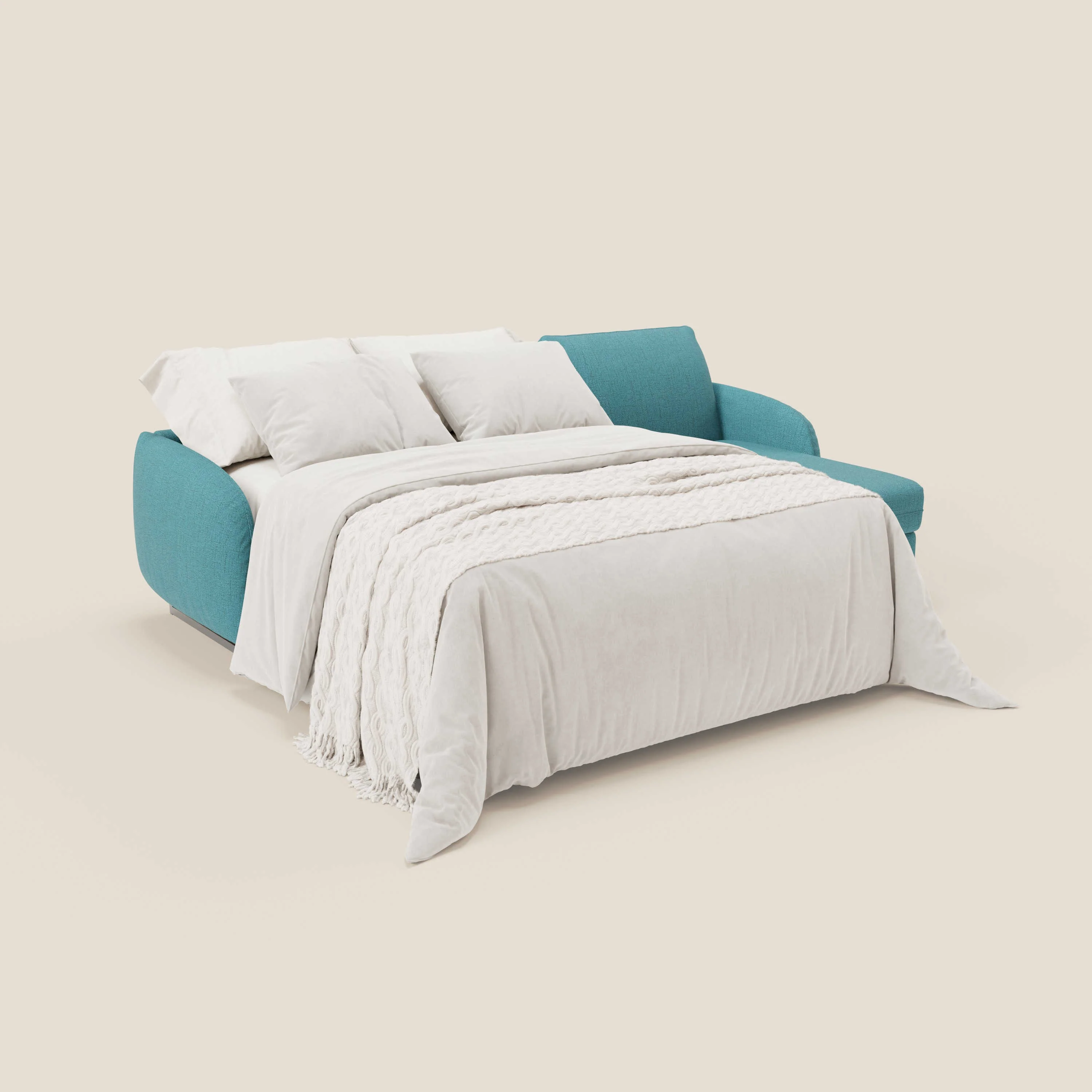 Ninfea Canapé d'angle convertible avec chaise longue coffre, matelas H18 cm et pieds en métal en tissu imperméable T03 bleu ciel - Image 2