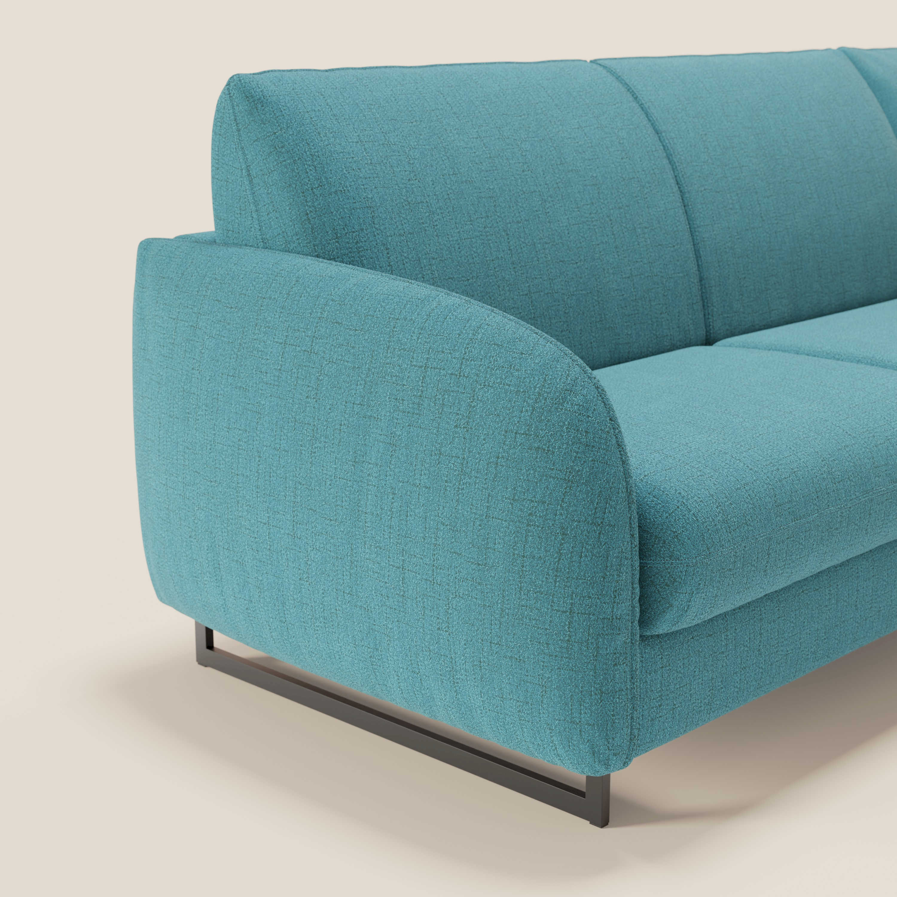 Ninfea Canapé d'angle convertible avec chaise longue coffre, matelas H18 cm et pieds en métal en tissu imperméable T03 bleu ciel - Image 4