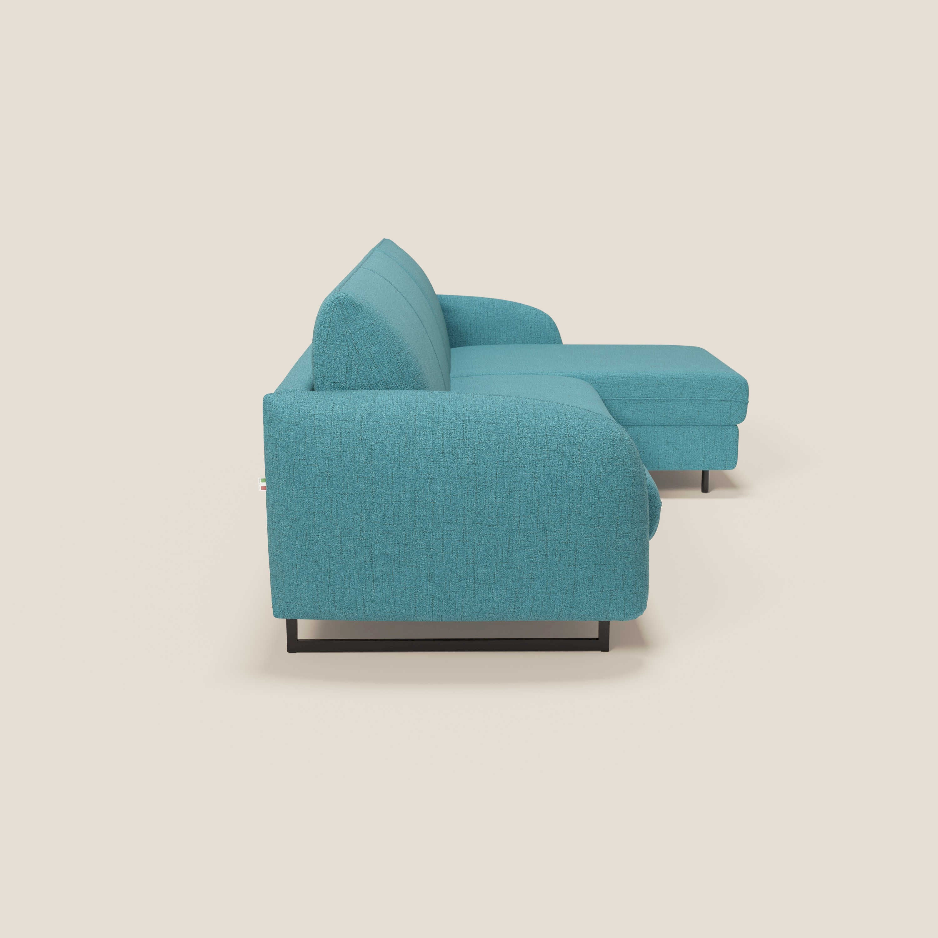 Ninfea Canapé d'angle convertible avec chaise longue coffre, matelas H18 cm et pieds en métal en tissu imperméable T03 bleu ciel - Image 6