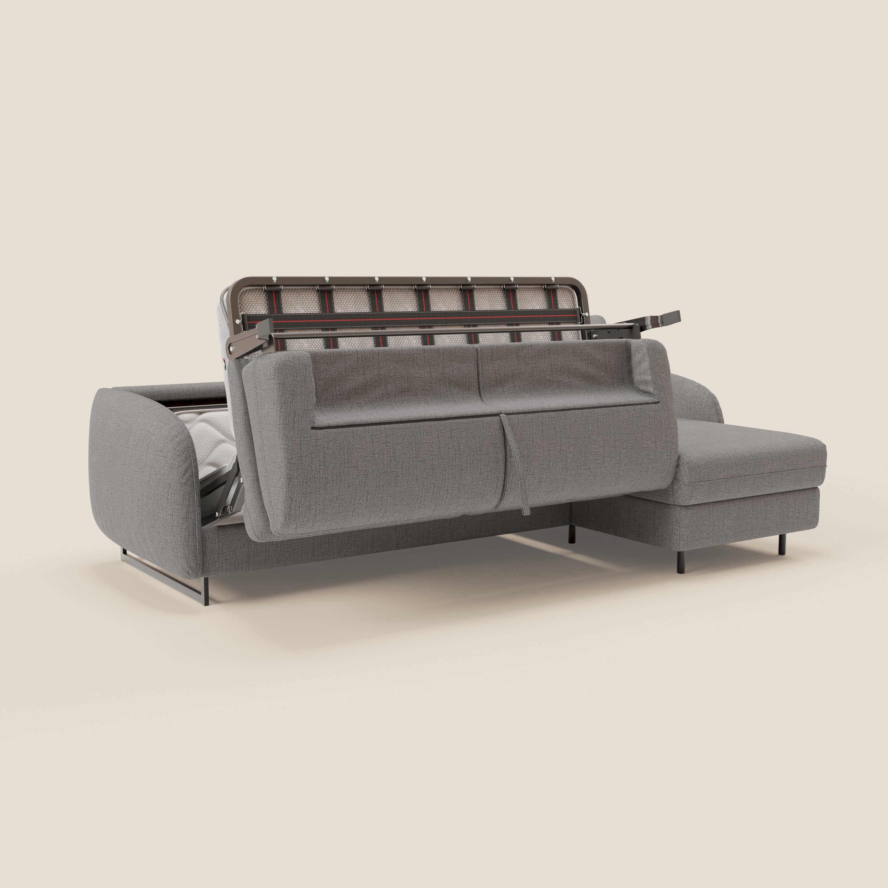 Ninfea Canapé d'angle convertible avec chaise longue coffre, matelas H18 cm et pieds en métal en tissu imperméable T03 gris - Image 10