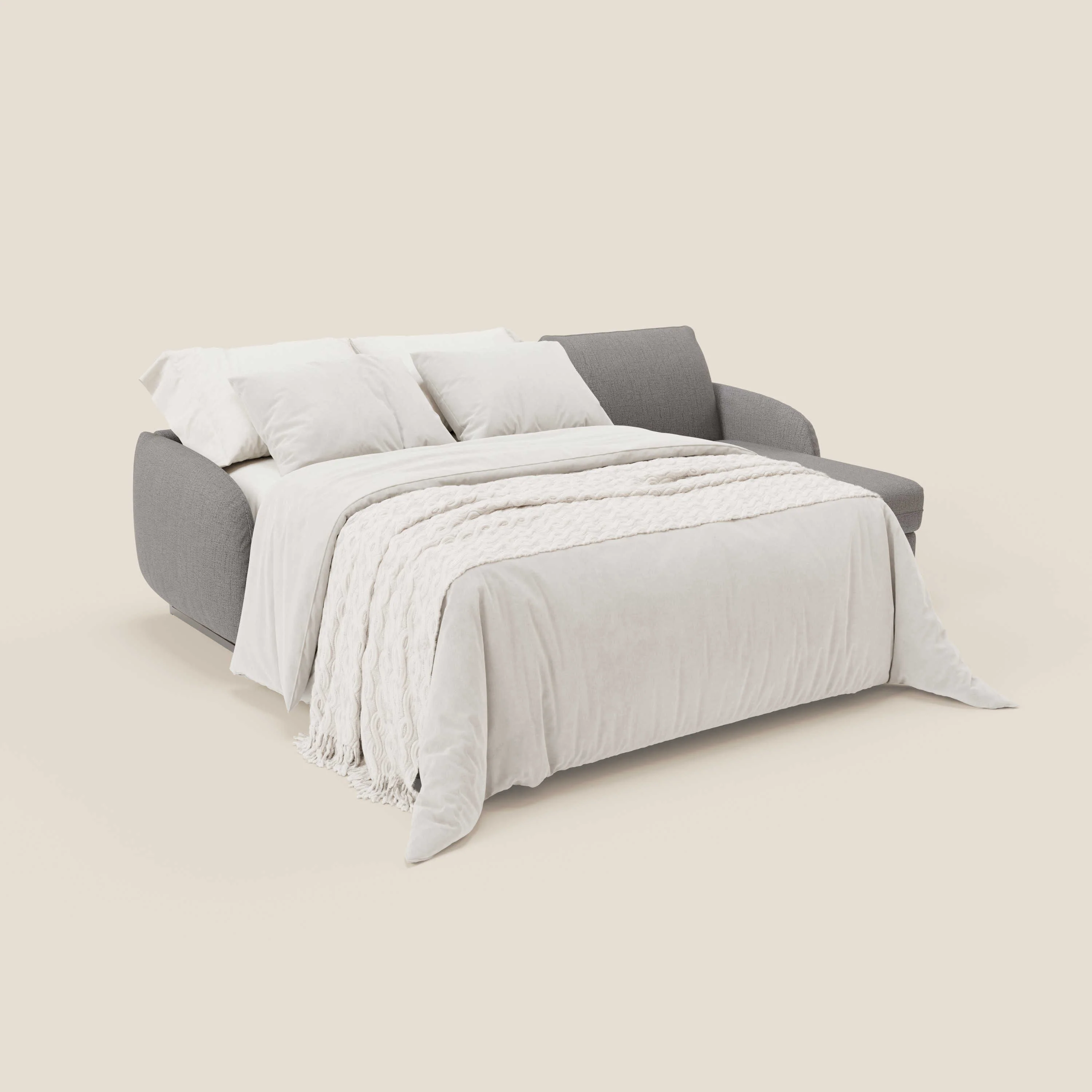 Ninfea Canapé d'angle convertible avec chaise longue coffre, matelas H18 cm et pieds en métal en tissu imperméable T03 gris - Image 2