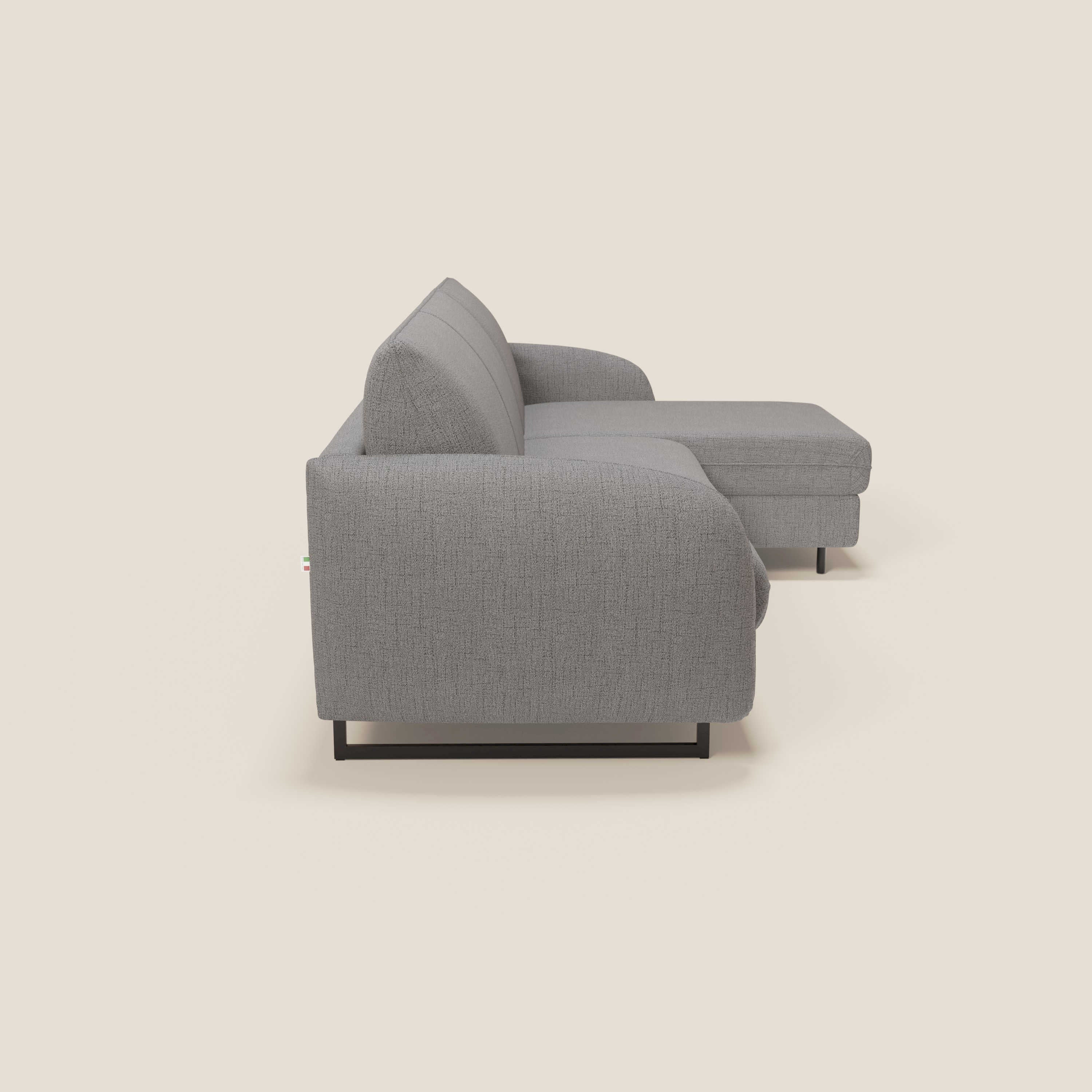Ninfea Canapé d'angle convertible avec chaise longue coffre, matelas H18 cm et pieds en métal en tissu imperméable T03 gris - Image 6