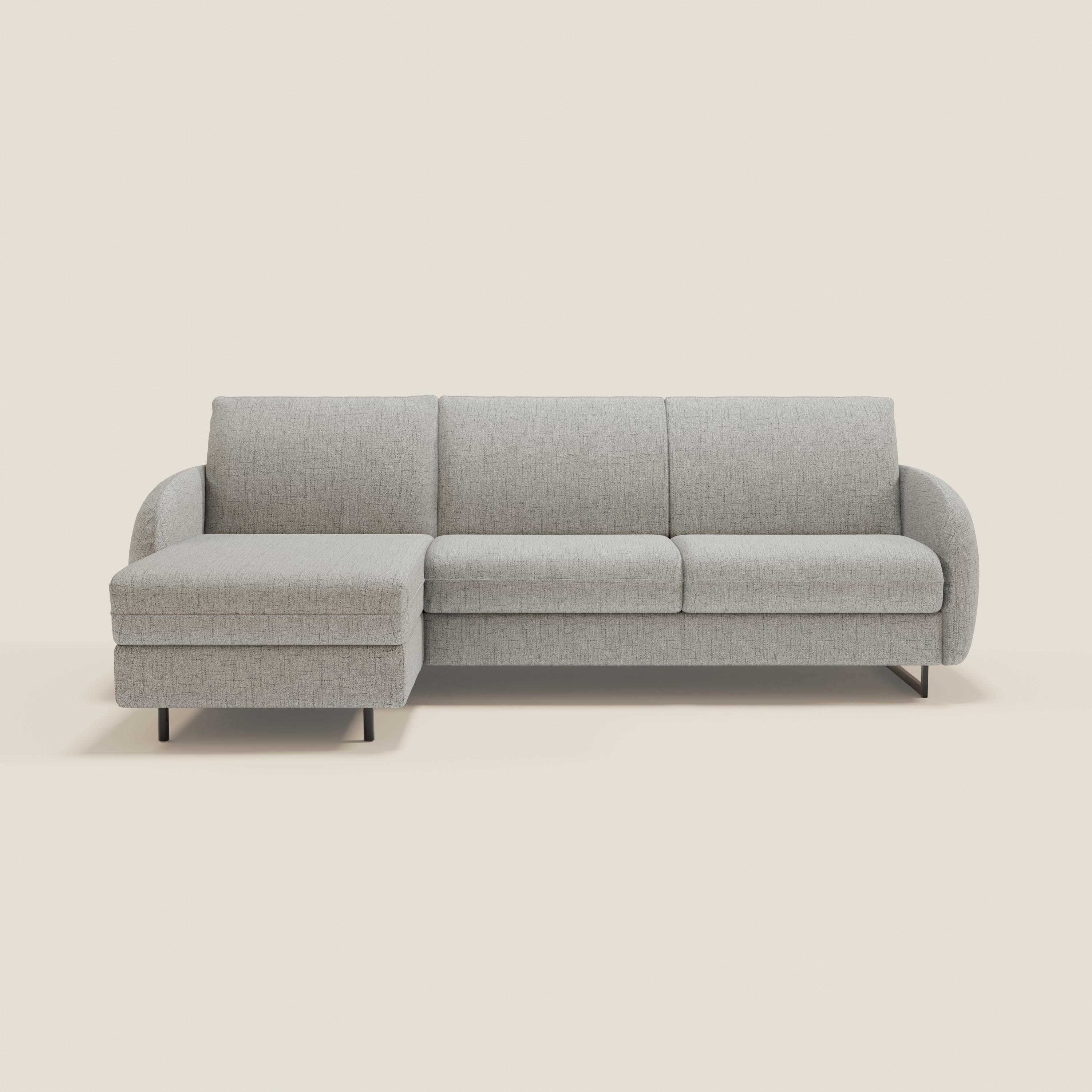 Ninfea Canapé d'angle convertible avec chaise longue coffre, matelas H18 cm et pieds en métal en tissu imperméable T03 gris clair - Image 12