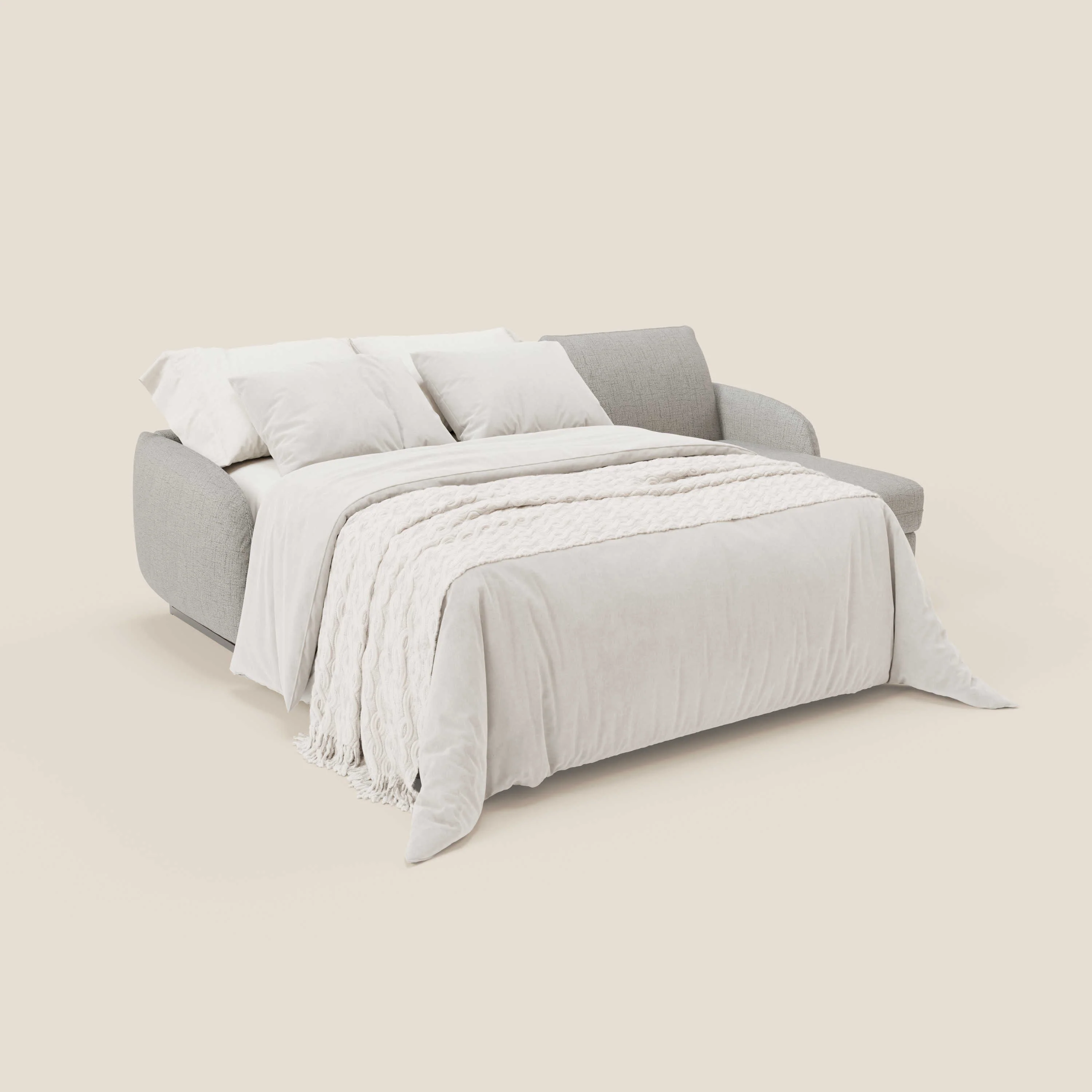 Ninfea Canapé d'angle convertible avec chaise longue coffre, matelas H18 cm et pieds en métal en tissu imperméable T03 gris clair - Image 2
