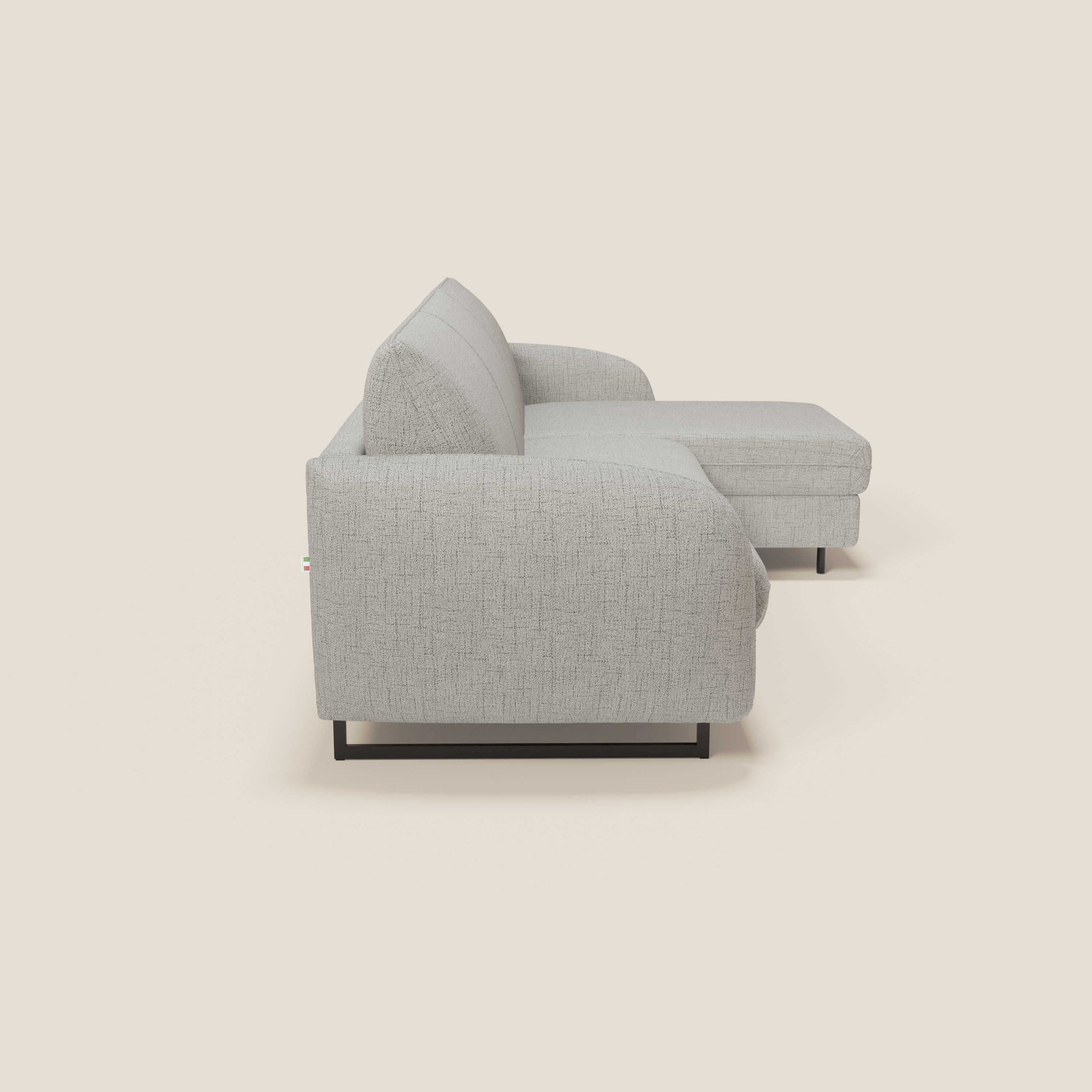 Ninfea Canapé d'angle convertible avec chaise longue coffre, matelas H18 cm et pieds en métal en tissu imperméable T03 gris clair - Image 6