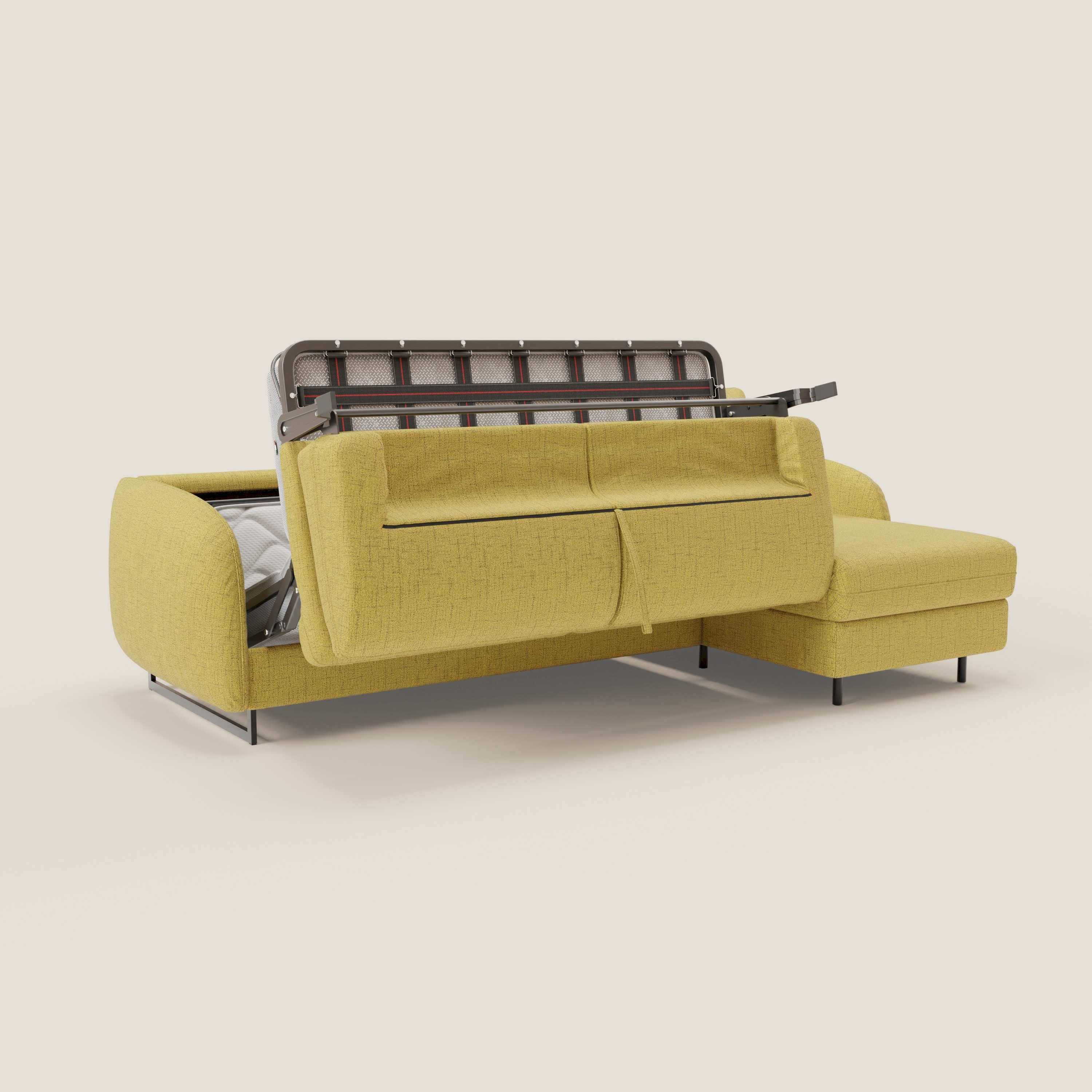 Ninfea Canapé d'angle convertible avec chaise longue coffre, matelas H18 cm et pieds en métal en tissu imperméable T03 jaune - Image 10
