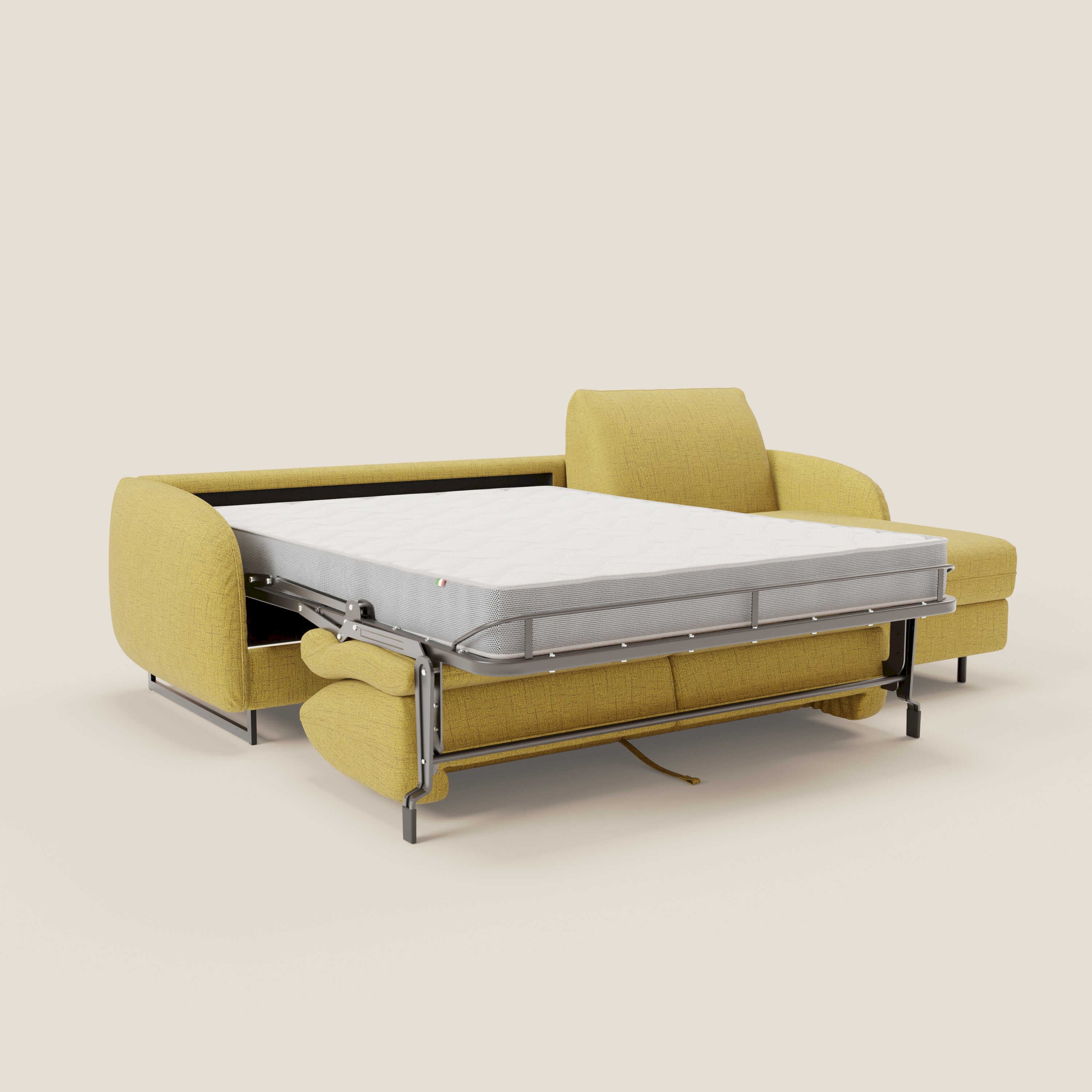 Ninfea Canapé d'angle convertible avec chaise longue coffre, matelas H18 cm et pieds en métal en tissu imperméable T03 jaune - Image 11