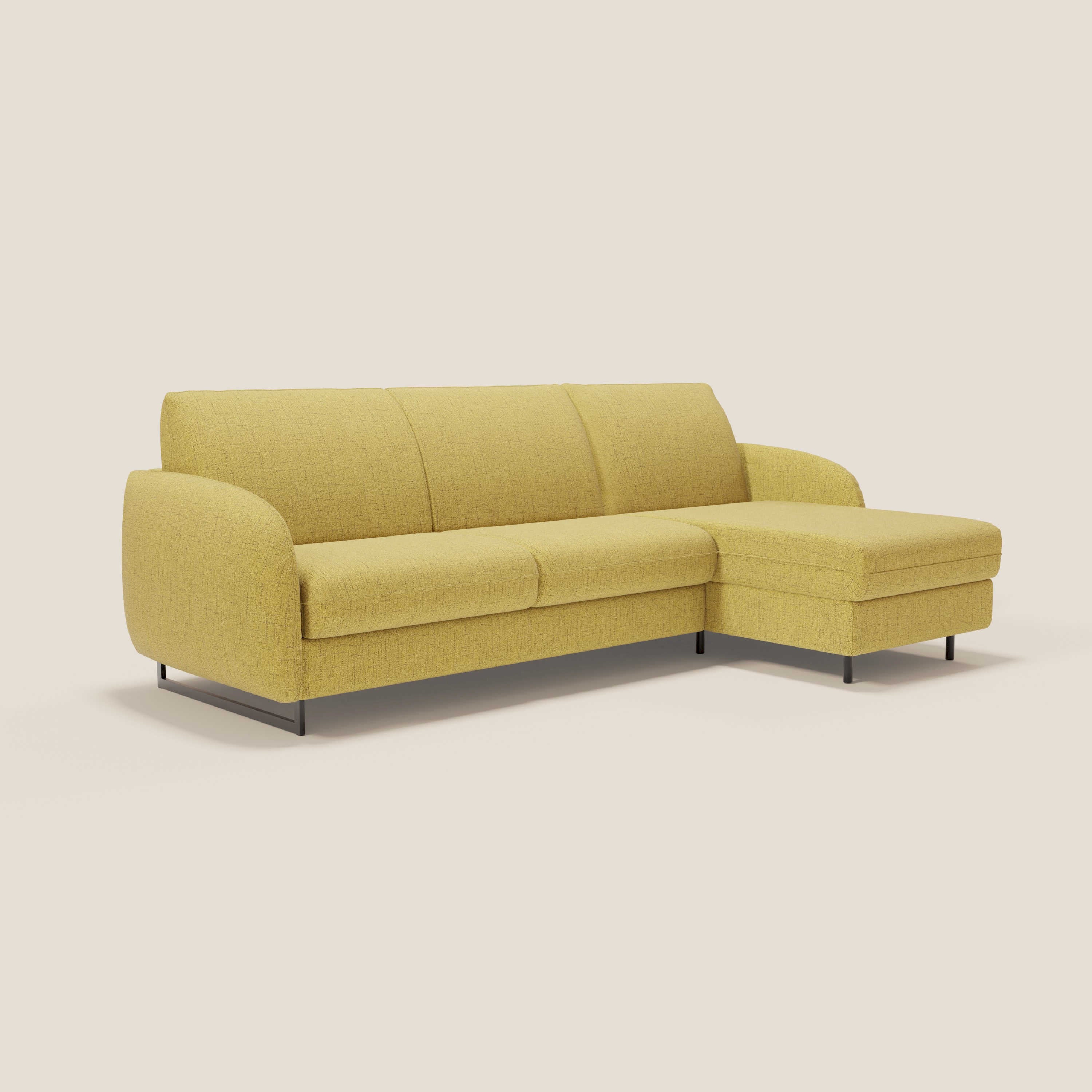 Ninfea Canapé d'angle convertible avec chaise longue coffre, matelas H18 cm et pieds en métal en tissu imperméable T03 jaune - Image 3