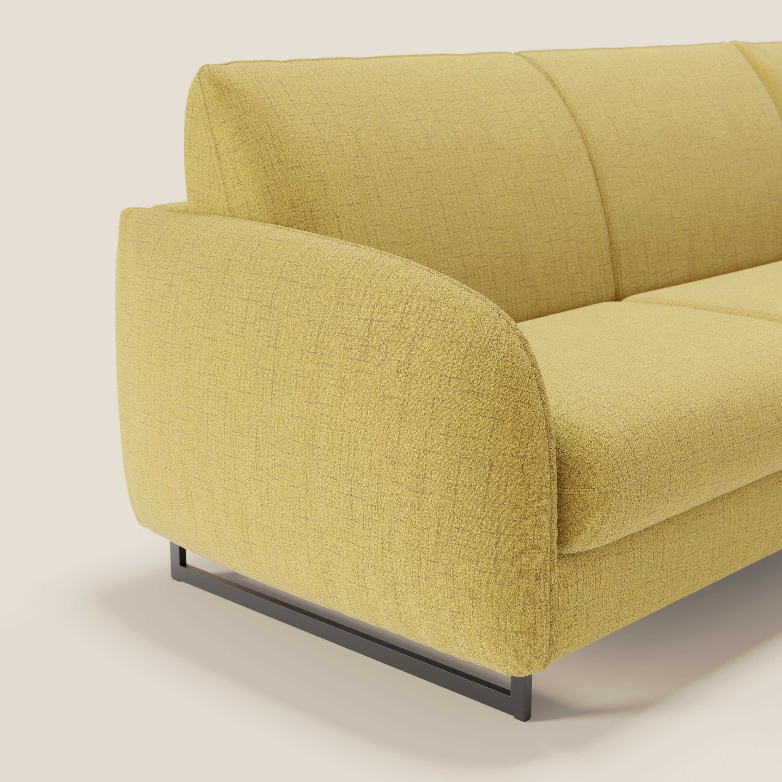 Ninfea Canapé d'angle convertible avec chaise longue coffre, matelas H18 cm et pieds en métal en tissu imperméable T03 jaune - Image 4