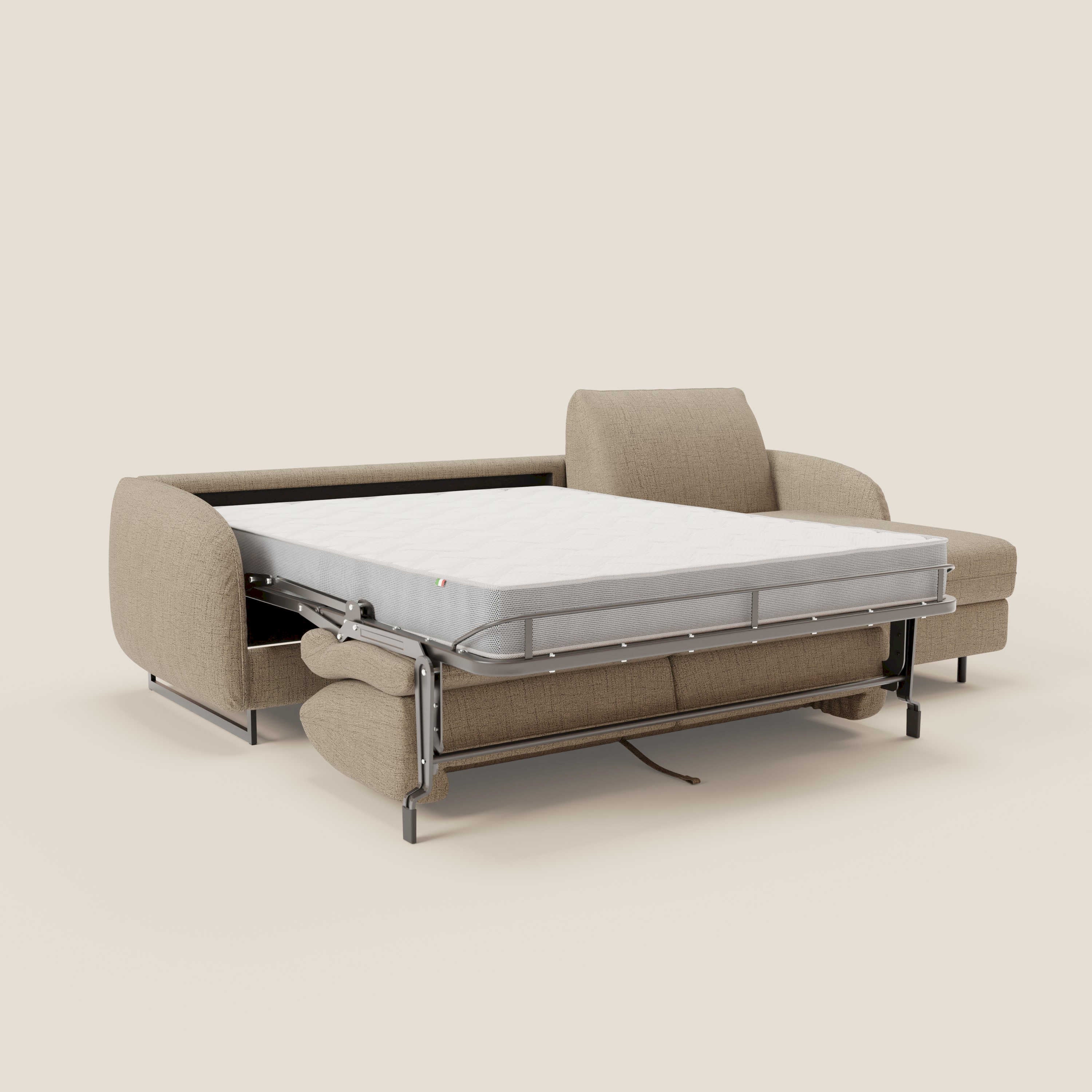 Ninfea Canapé d'angle convertible avec chaise longue coffre, matelas H18 cm et pieds en métal en tissu imperméable T03 marron - Image 11