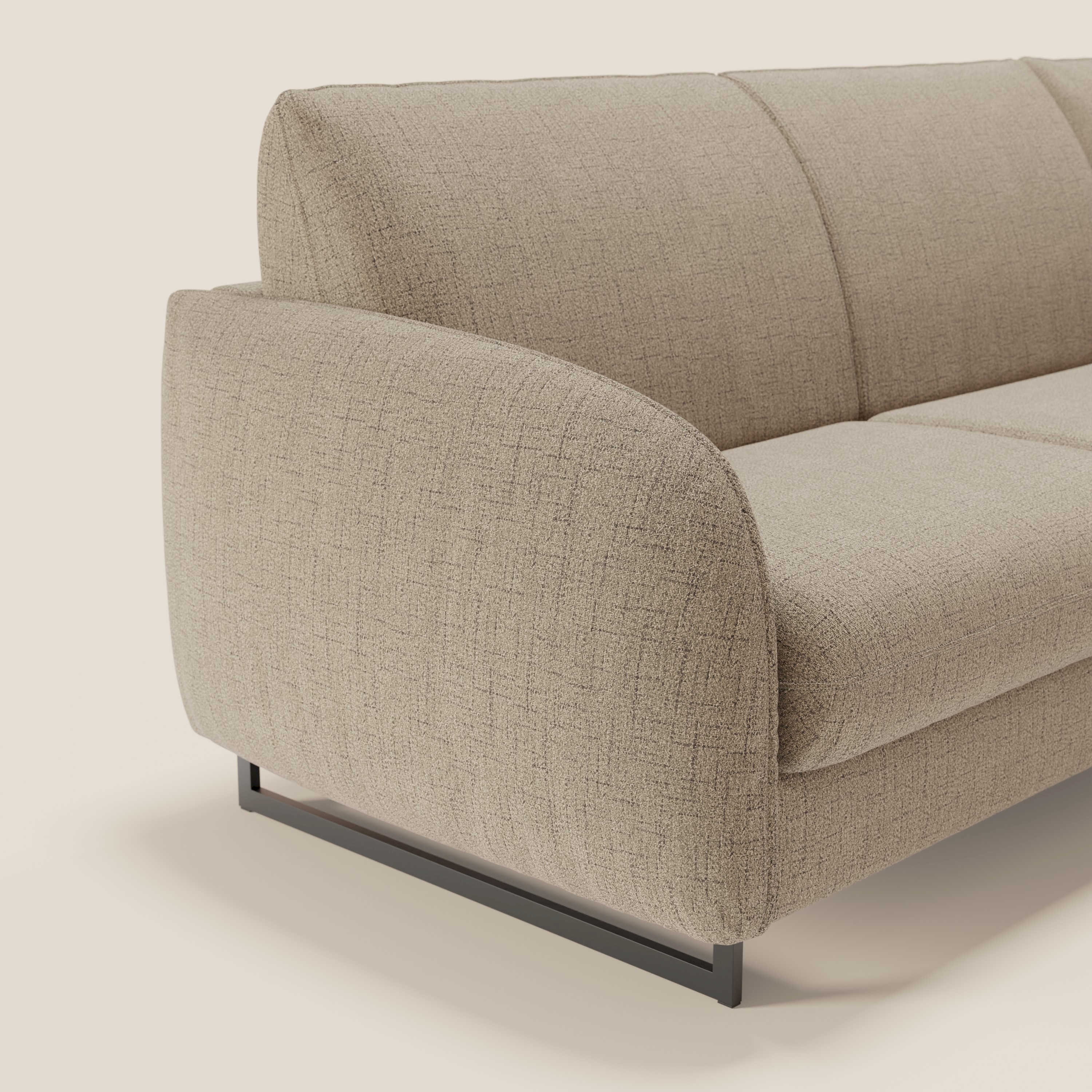Ninfea Canapé d'angle convertible avec chaise longue coffre, matelas H18 cm et pieds en métal en tissu imperméable T03 marron - Image 4