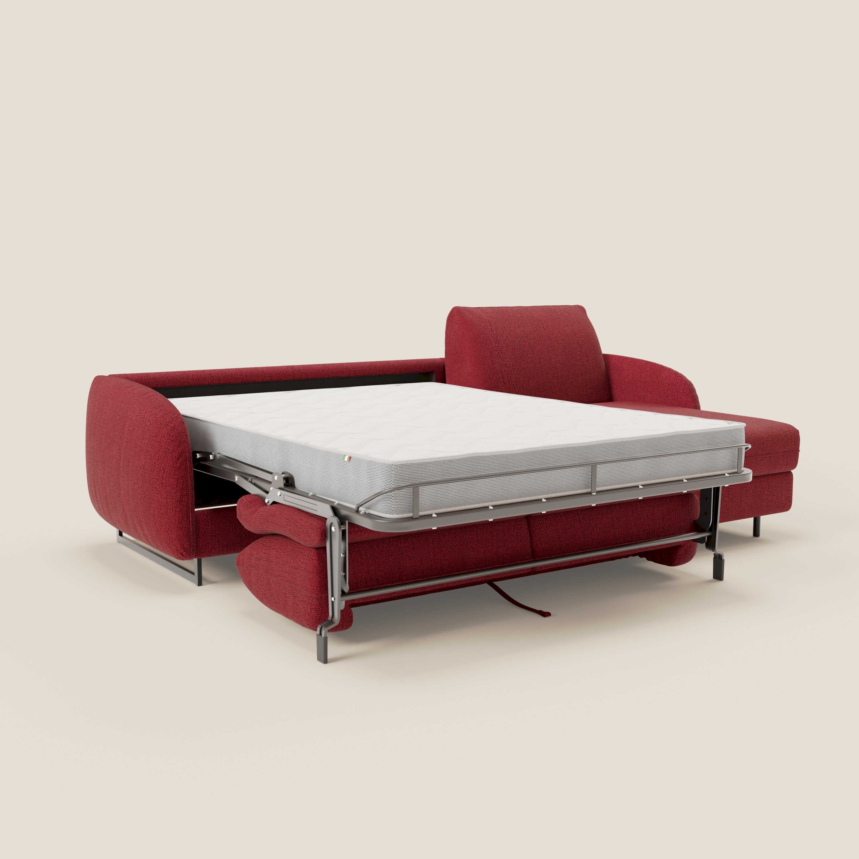 Ninfea Canapé d'angle convertible avec chaise longue coffre, matelas H18 cm et pieds en métal en tissu imperméable T03 rouge - Image 11