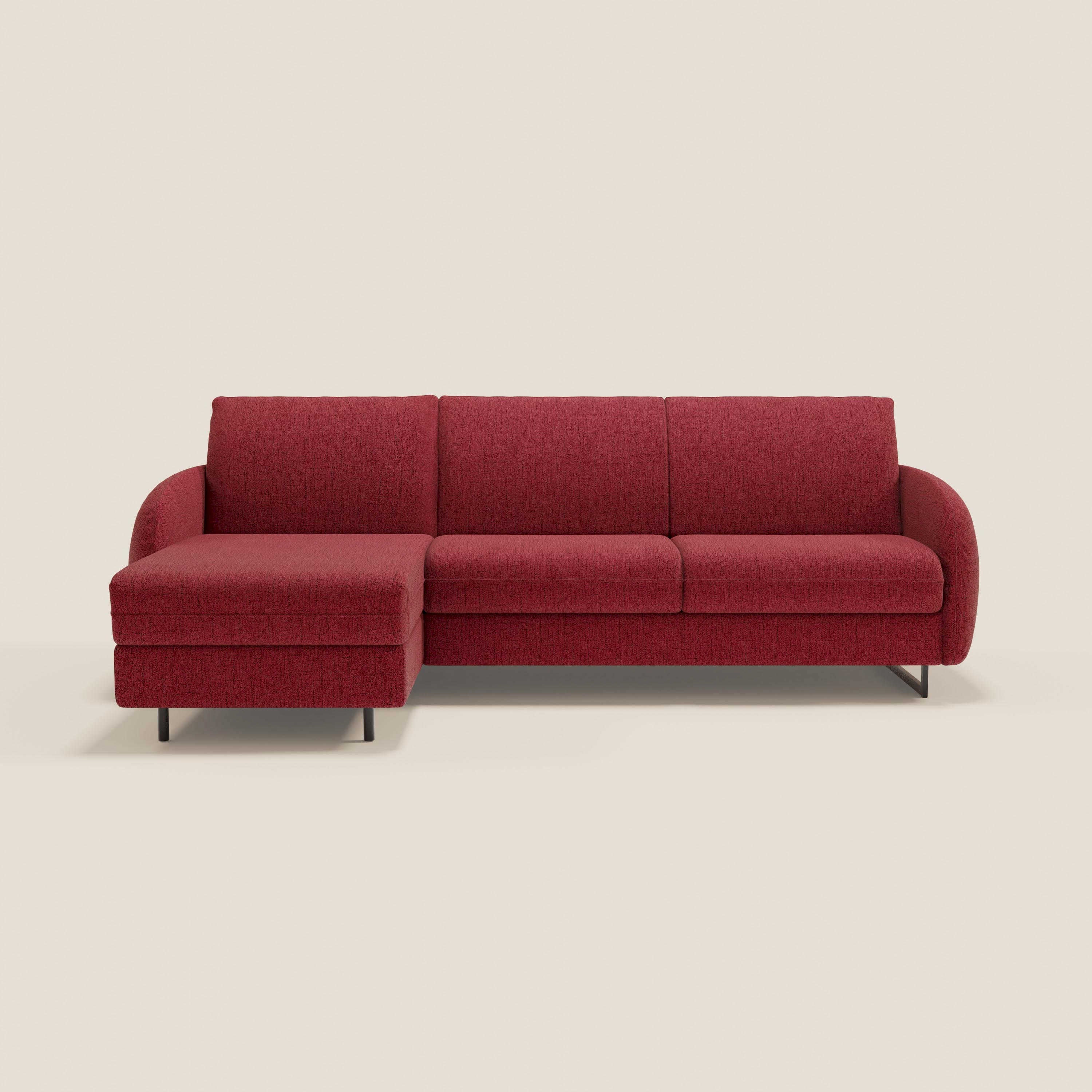 Ninfea Canapé d'angle convertible avec chaise longue coffre, matelas H18 cm et pieds en métal en tissu imperméable T03 rouge - Image 12
