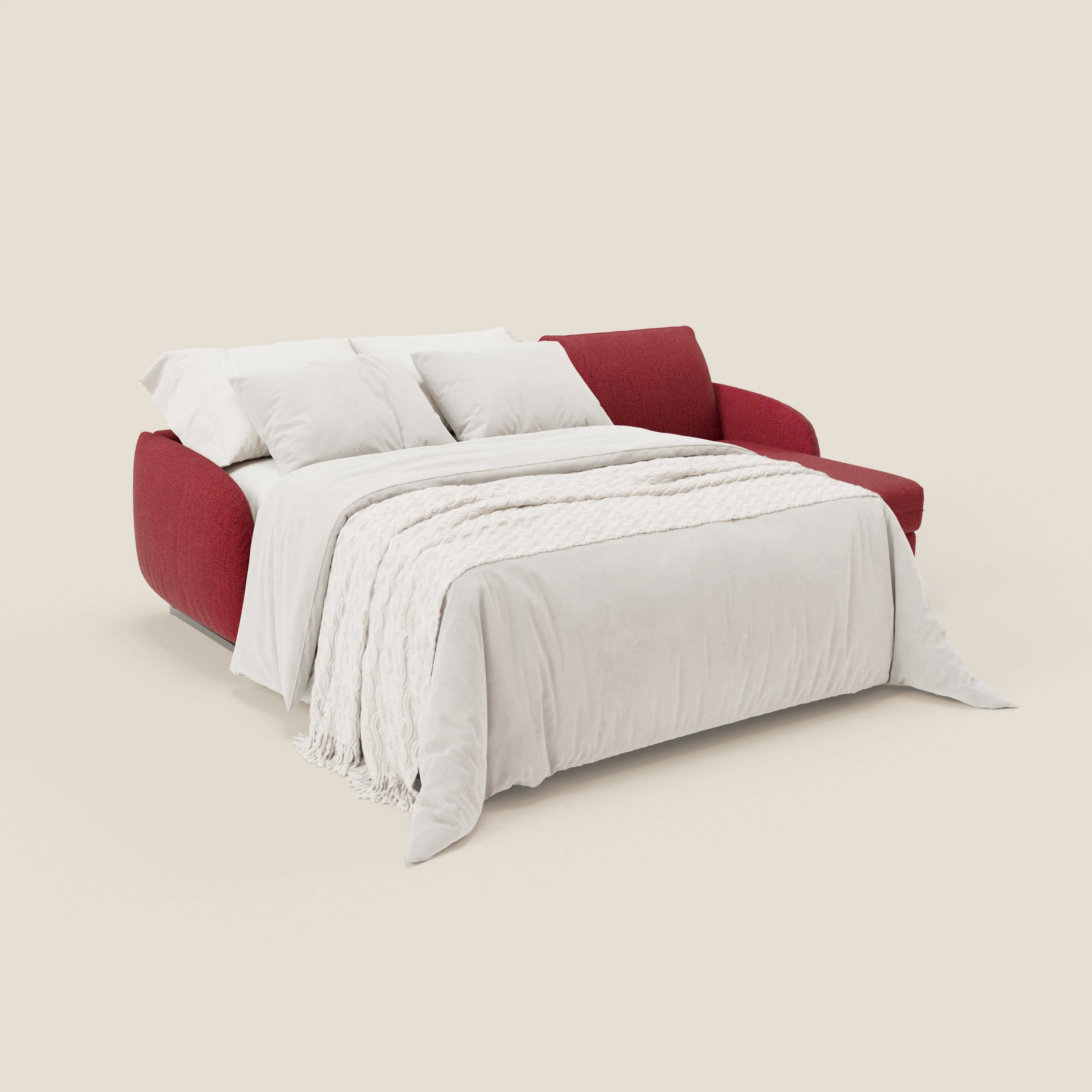 Ninfea Canapé d'angle convertible avec chaise longue coffre, matelas H18 cm et pieds en métal en tissu imperméable T03 rouge - Image 2