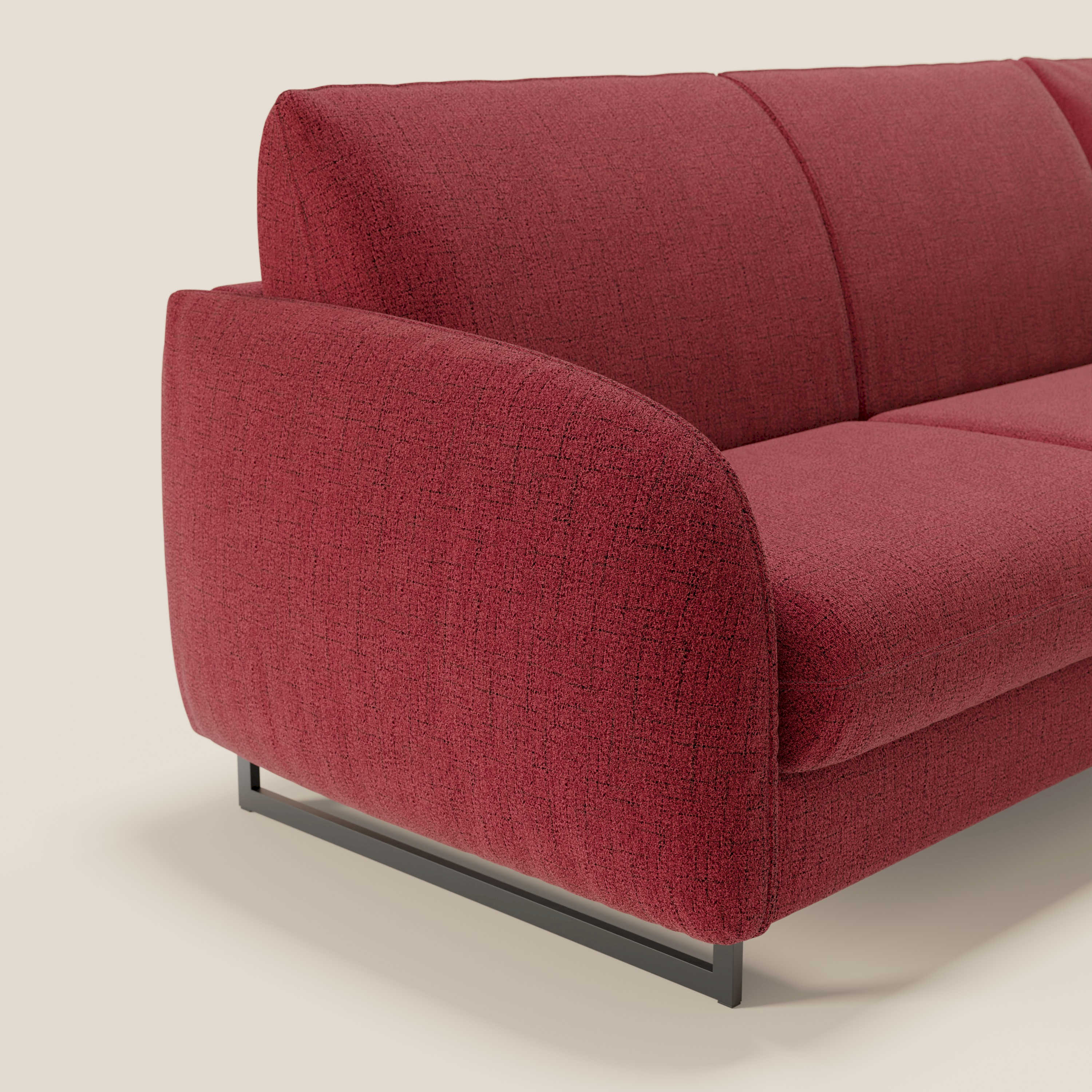 Ninfea Canapé d'angle convertible avec chaise longue coffre, matelas H18 cm et pieds en métal en tissu imperméable T03 rouge - Image 4