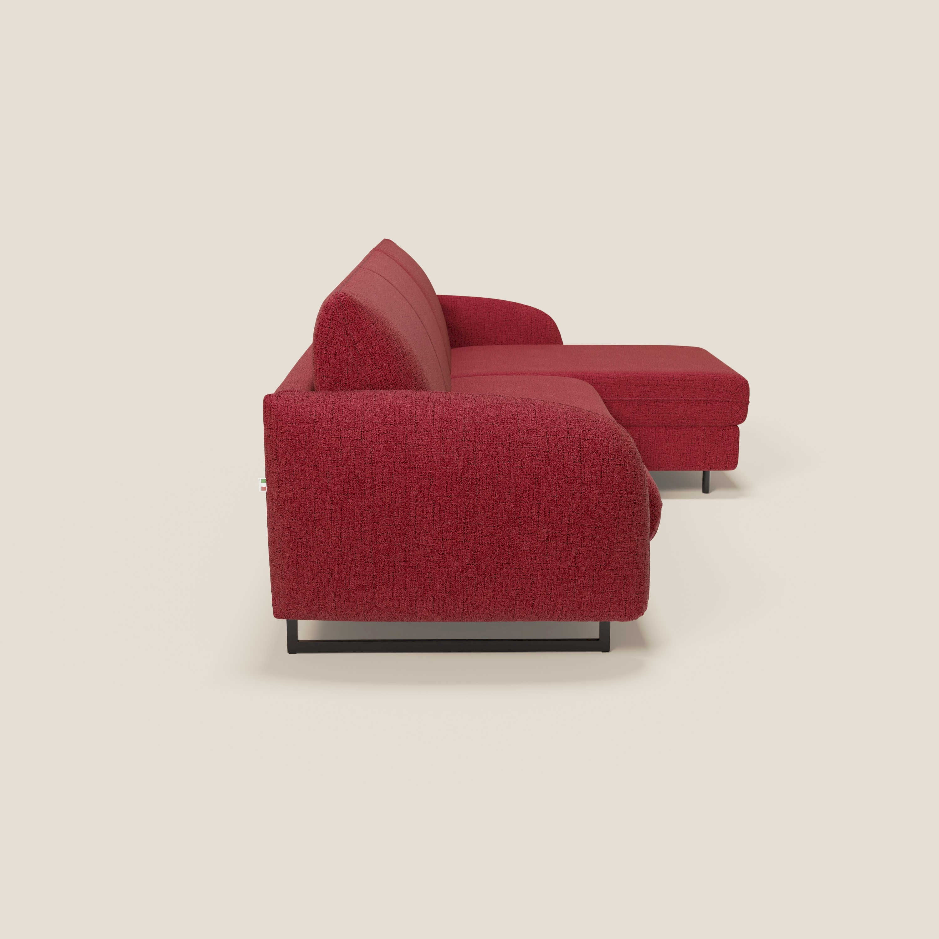 Ninfea Canapé d'angle convertible avec chaise longue coffre, matelas H18 cm et pieds en métal en tissu imperméable T03 rouge - Image 6