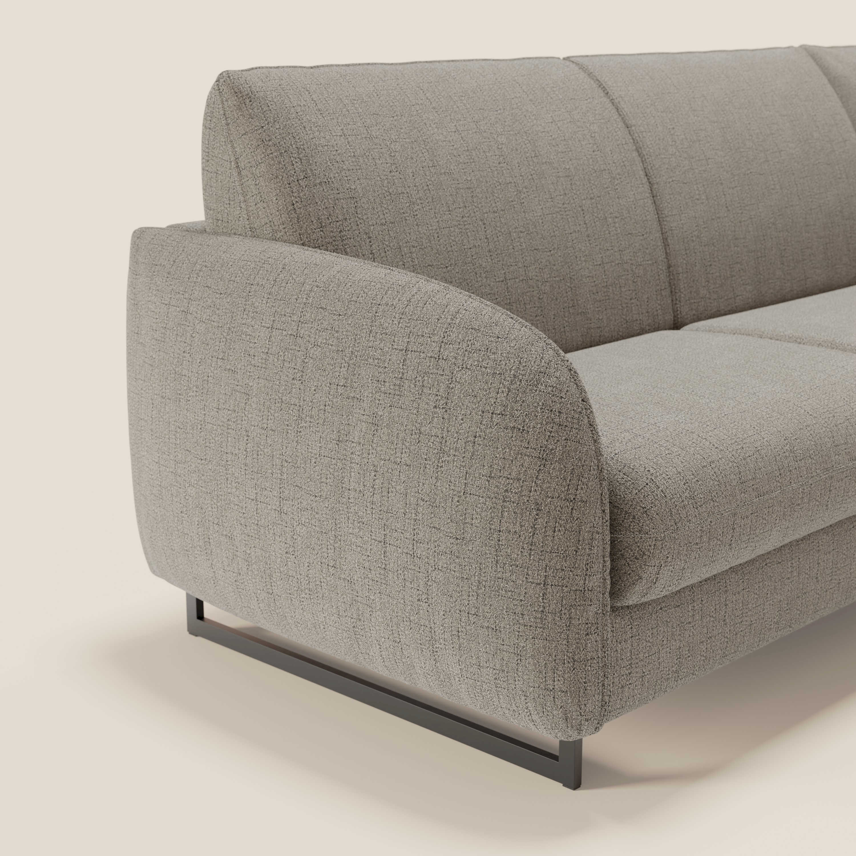 Ninfea Canapé d'angle convertible avec chaise longue coffre, matelas H18 cm et pieds en métal en tissu imperméable T03 taupe - Image 4