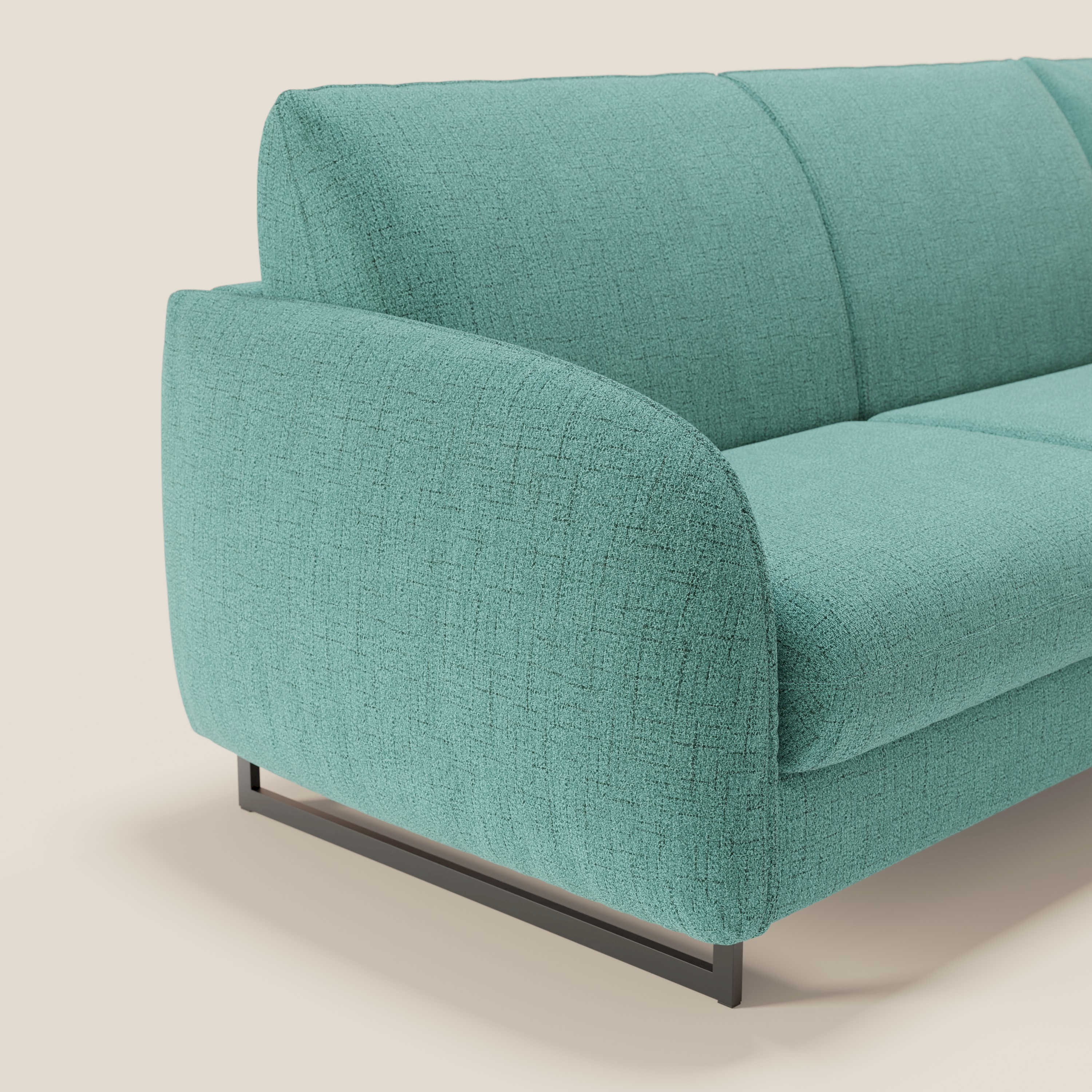 Ninfea Canapé d'angle convertible avec chaise longue coffre, matelas H18 cm et pieds en métal en tissu imperméable T03 vert aquamarine - Image 4