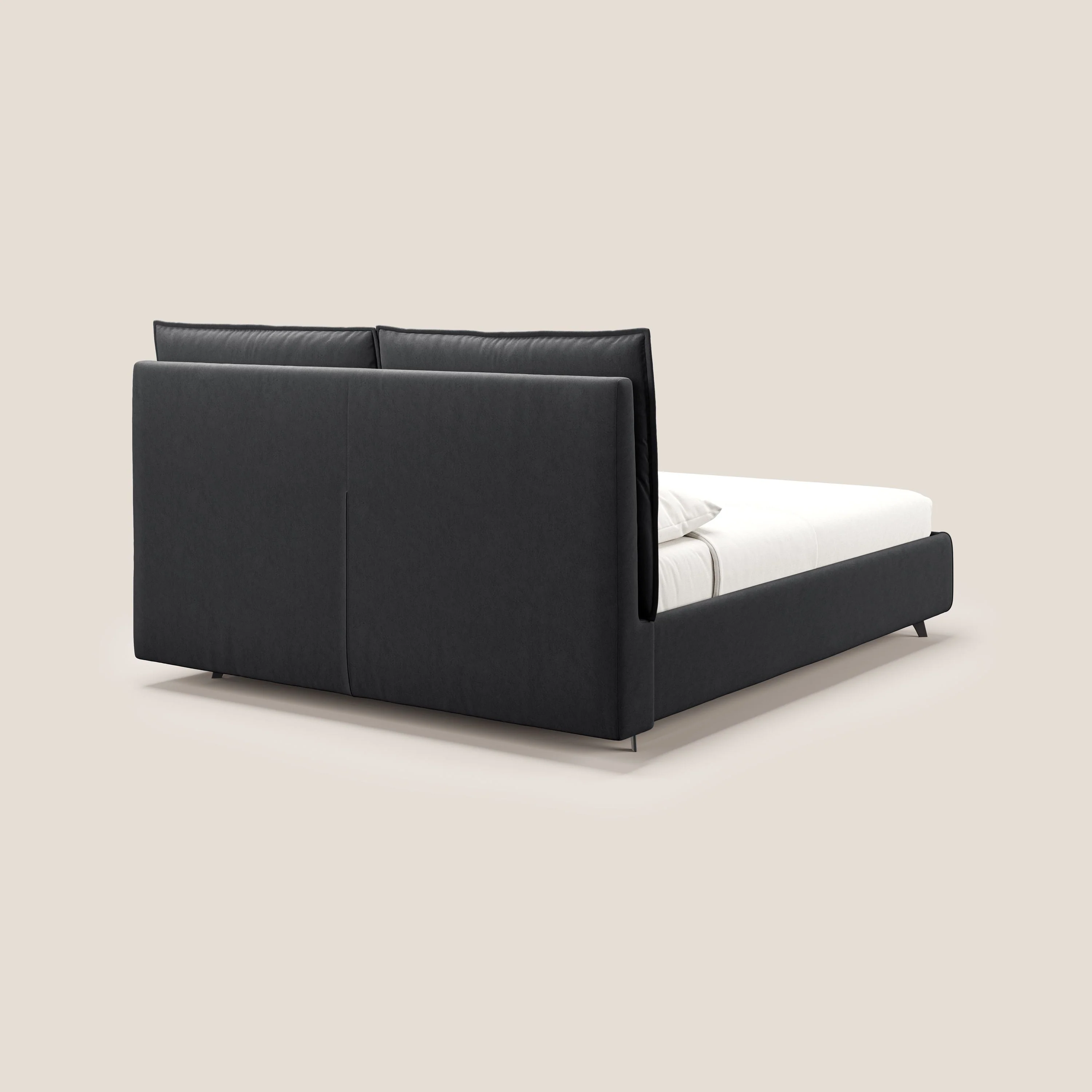 Nives lit rembourré avec coffre déhoussable en microfibre velours imperméable T09 anthracite - Image 6