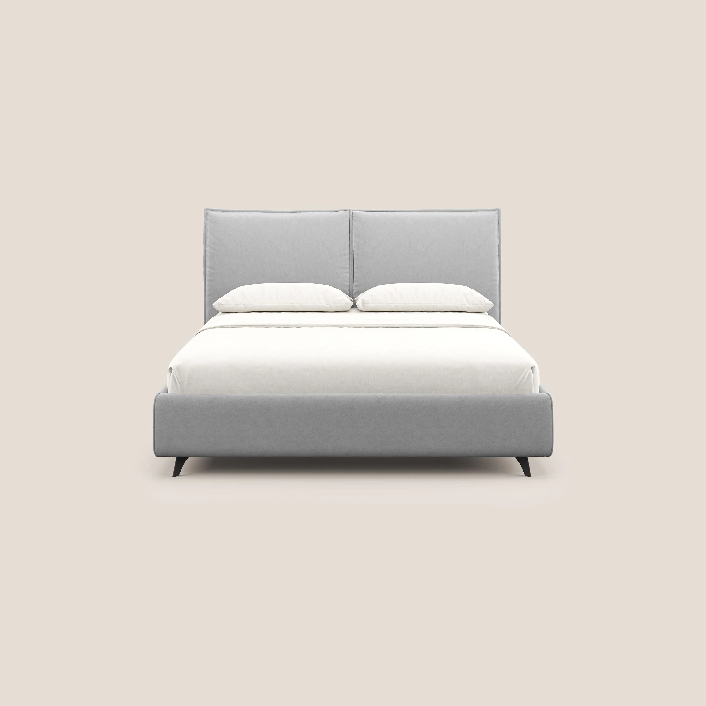 Nives lit rembourré avec coffre déhoussable en microfibre velours imperméable T09 gris clair - Image 3