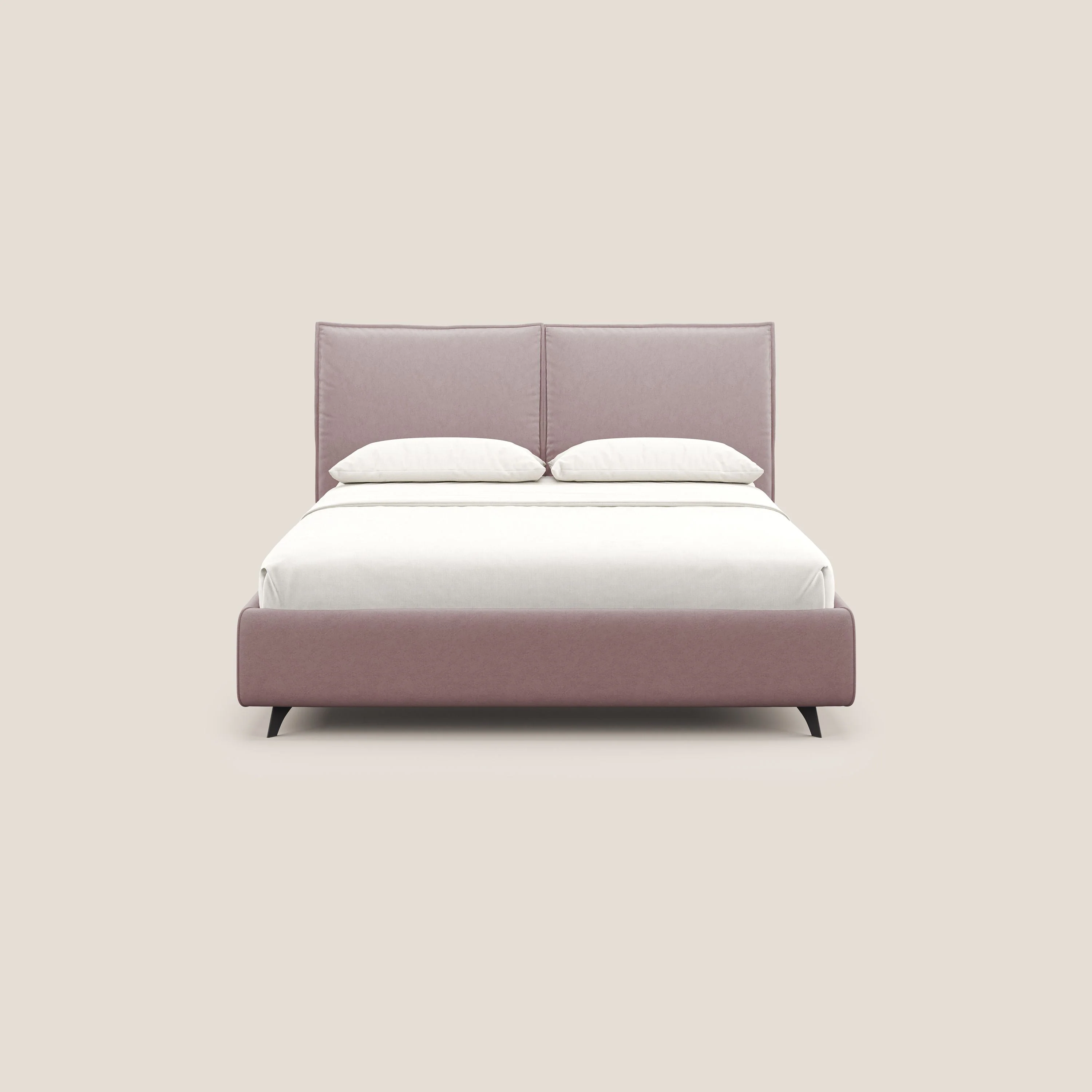 Nives lit rembourré avec coffre déhoussable en microfibre velours imperméable T09 rose - Image 3