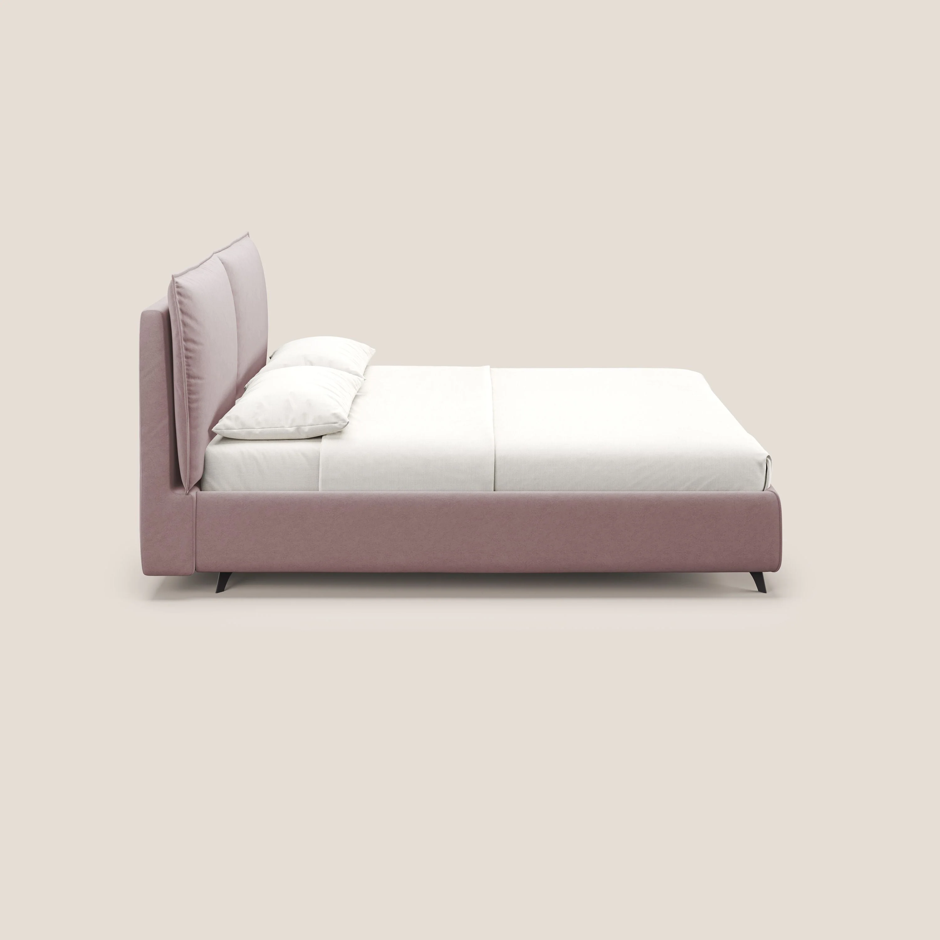 Nives lit rembourré avec coffre déhoussable en microfibre velours imperméable T09 rose - Image 5