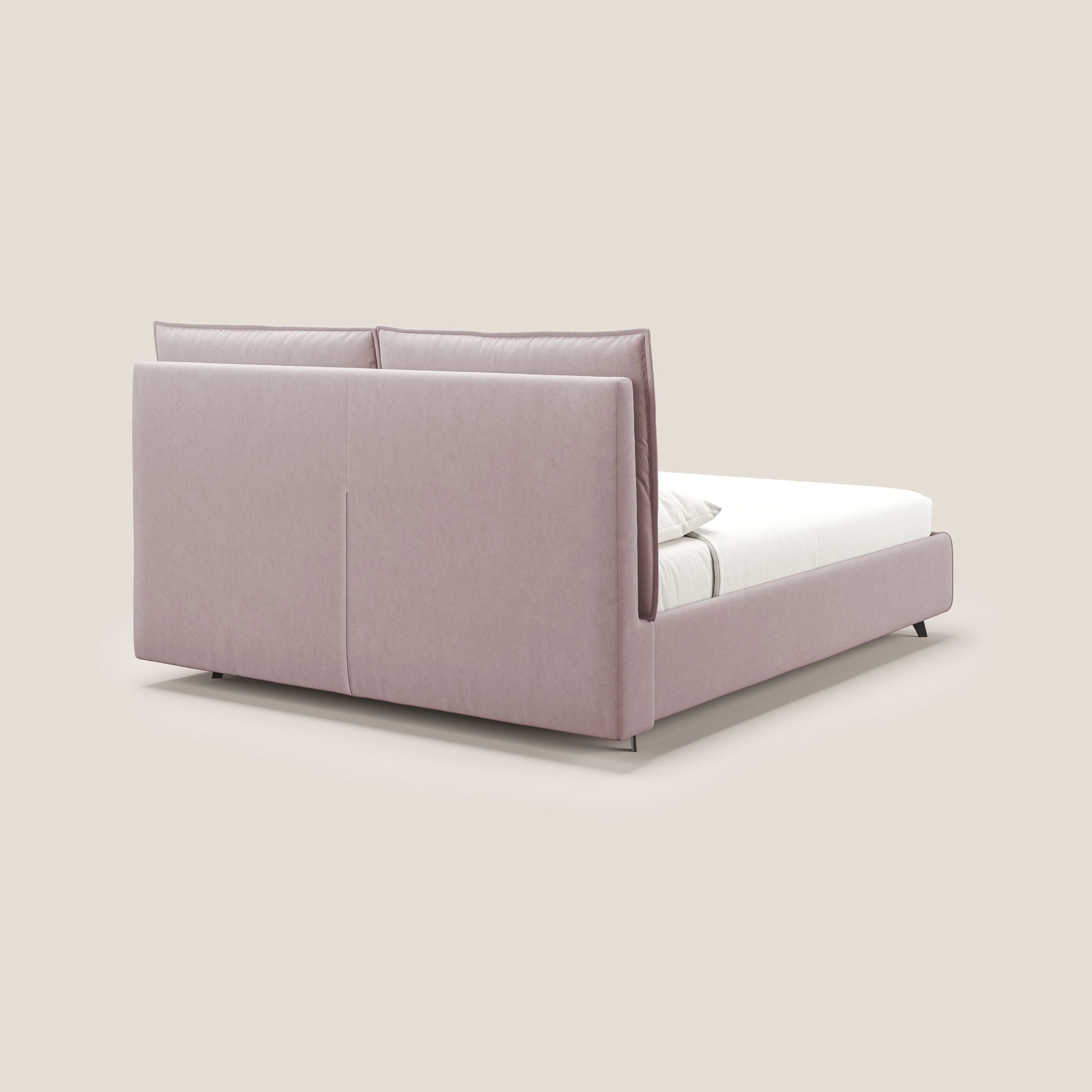 Nives lit rembourré avec coffre déhoussable en microfibre velours imperméable T09 rose - Image 6