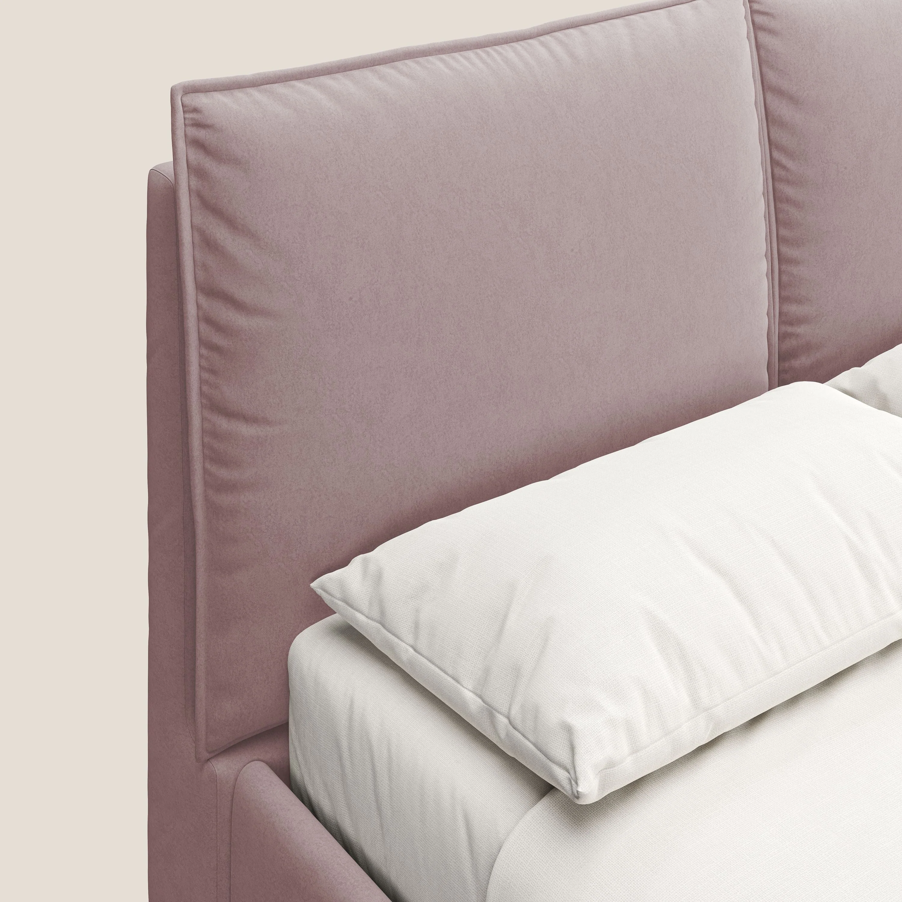 Nives lit rembourré avec coffre déhoussable en microfibre velours imperméable T09 rose - Image 7