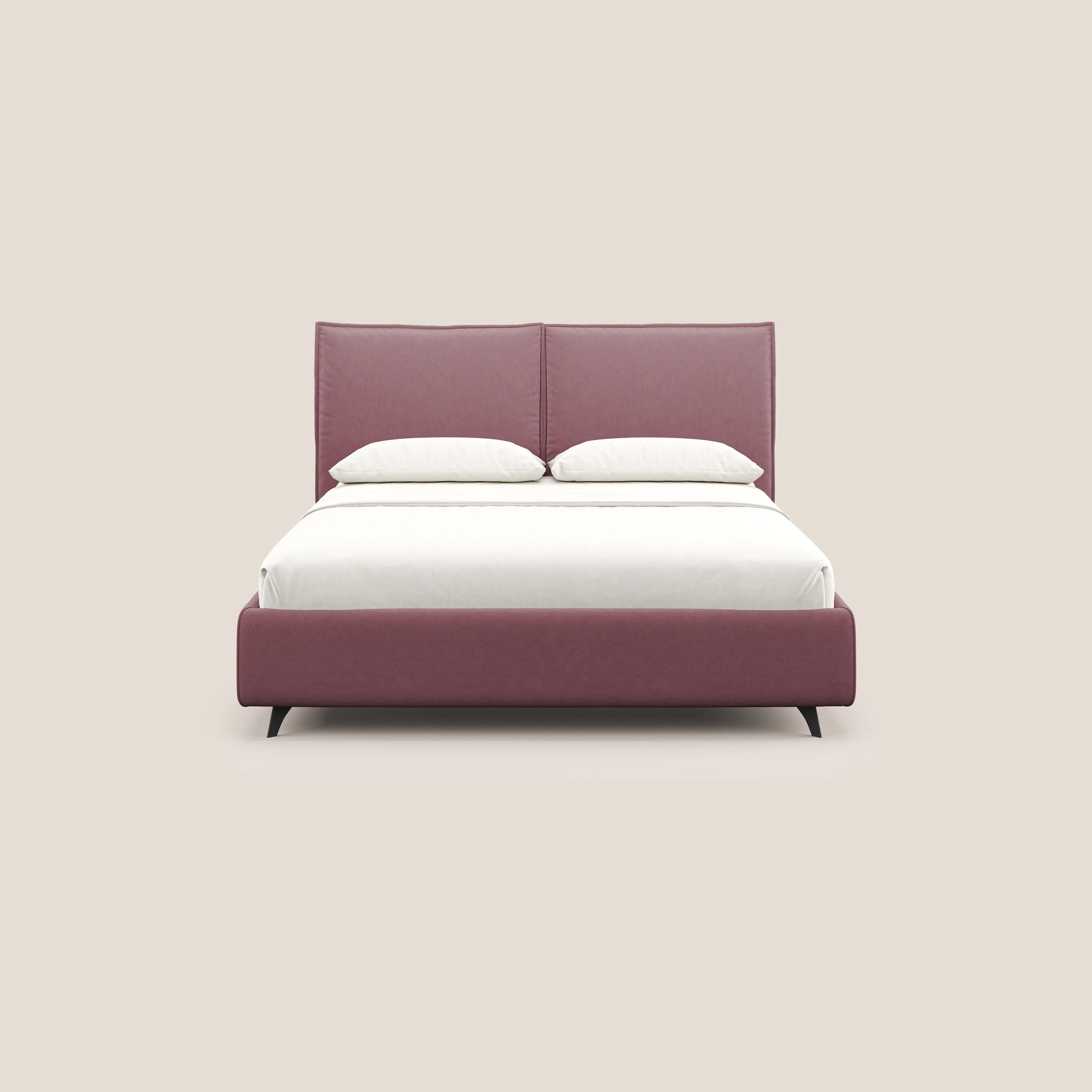 Nives lit rembourré avec coffre déhoussable en microfibre velours imperméable T09 saumon - Image 3