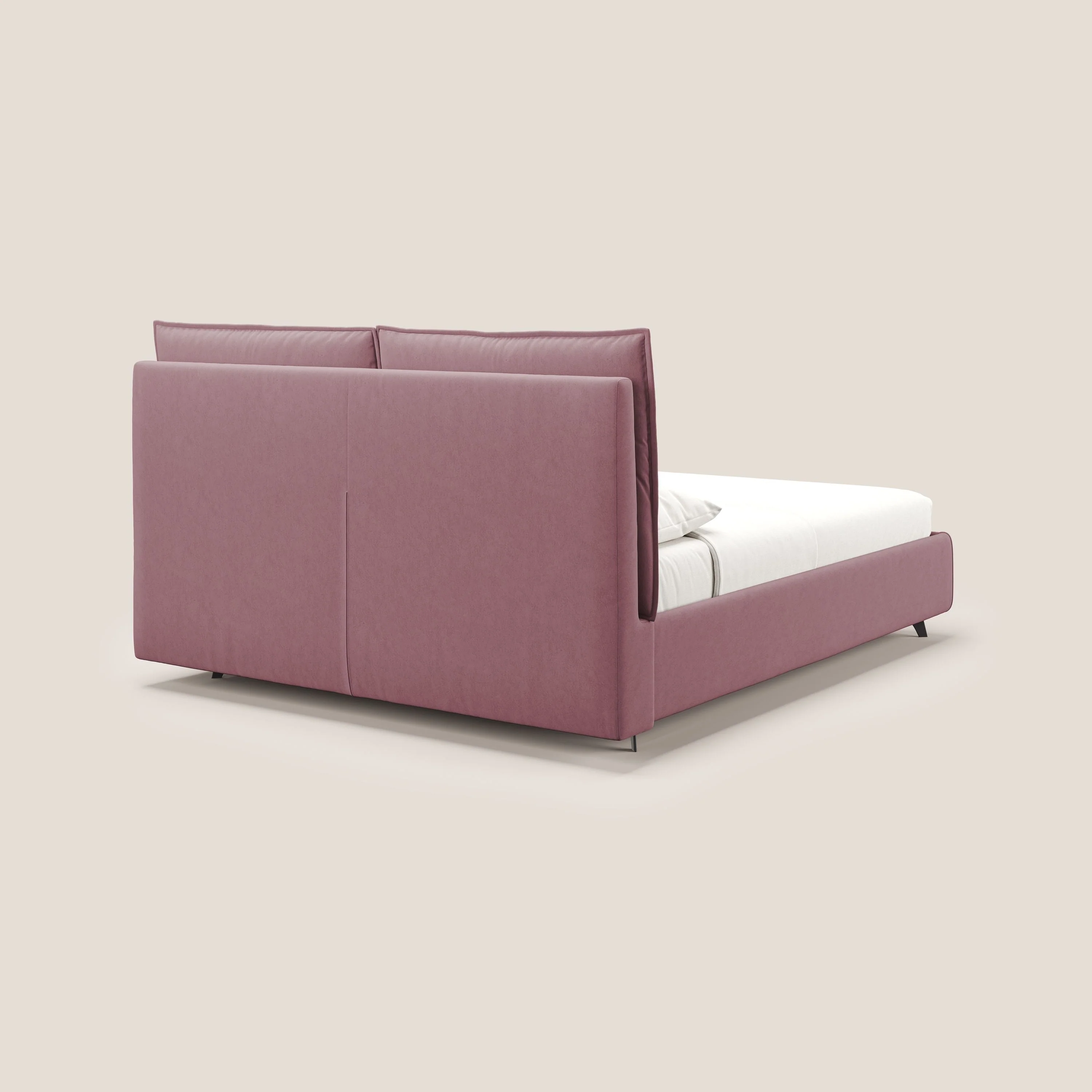 Nives lit rembourré avec coffre déhoussable en microfibre velours imperméable T09 saumon - Image 6