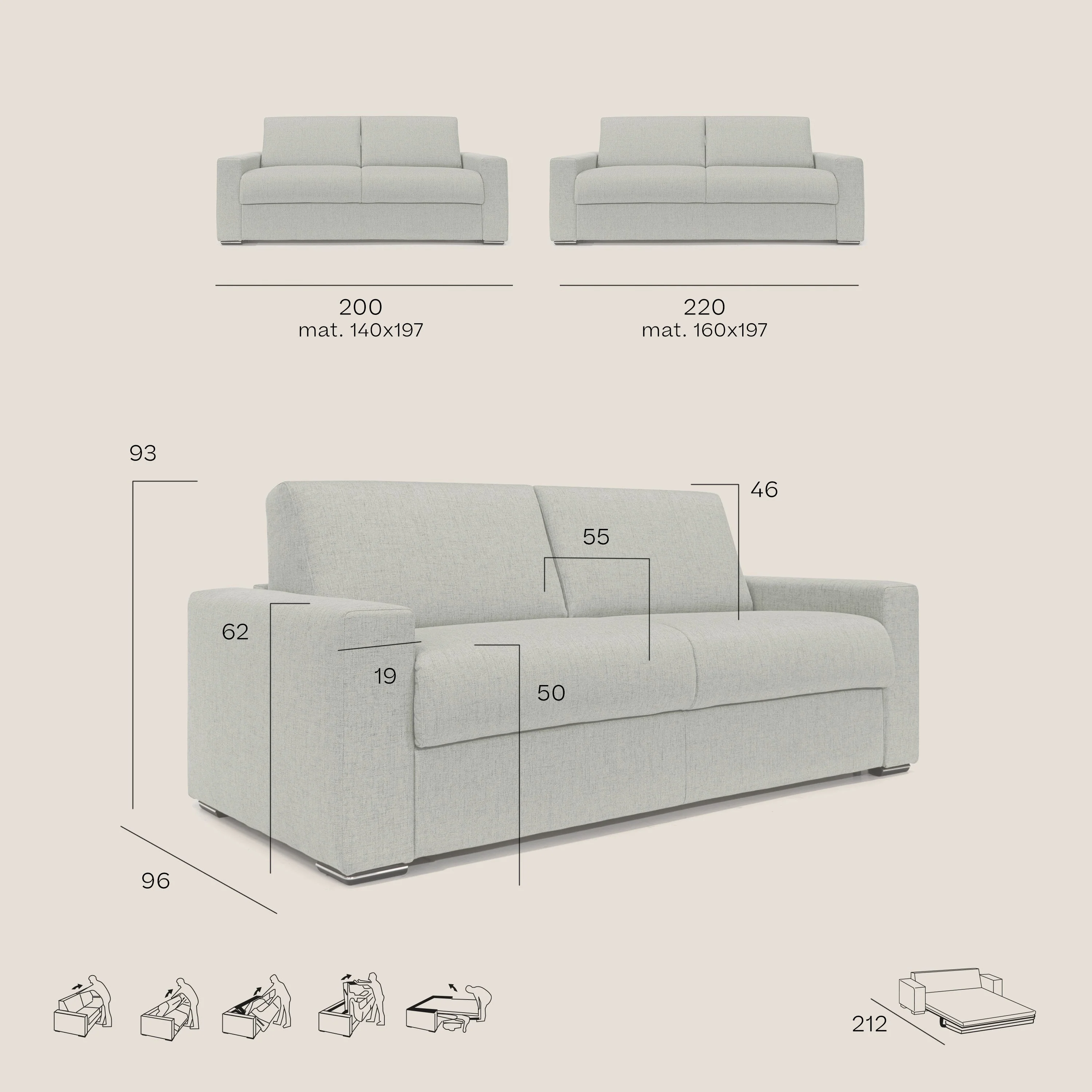 Nixon Canapé convertible avec matelas 20cm en tissu imperméable T03 jaune - Image 11