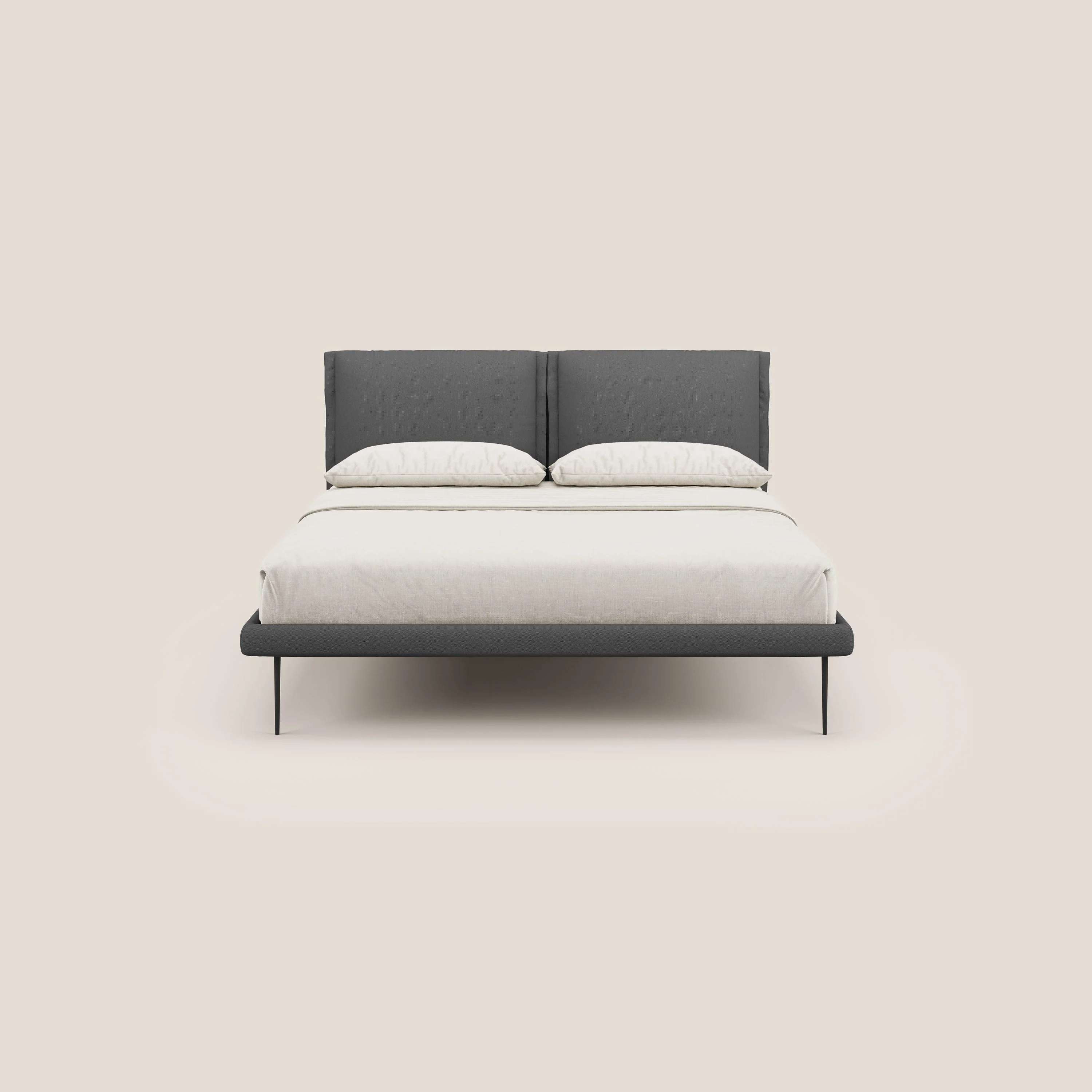 Noah lit avec coussins réglables et pieds hauts en métal en tissu détachable T05 anthracite - Image 2