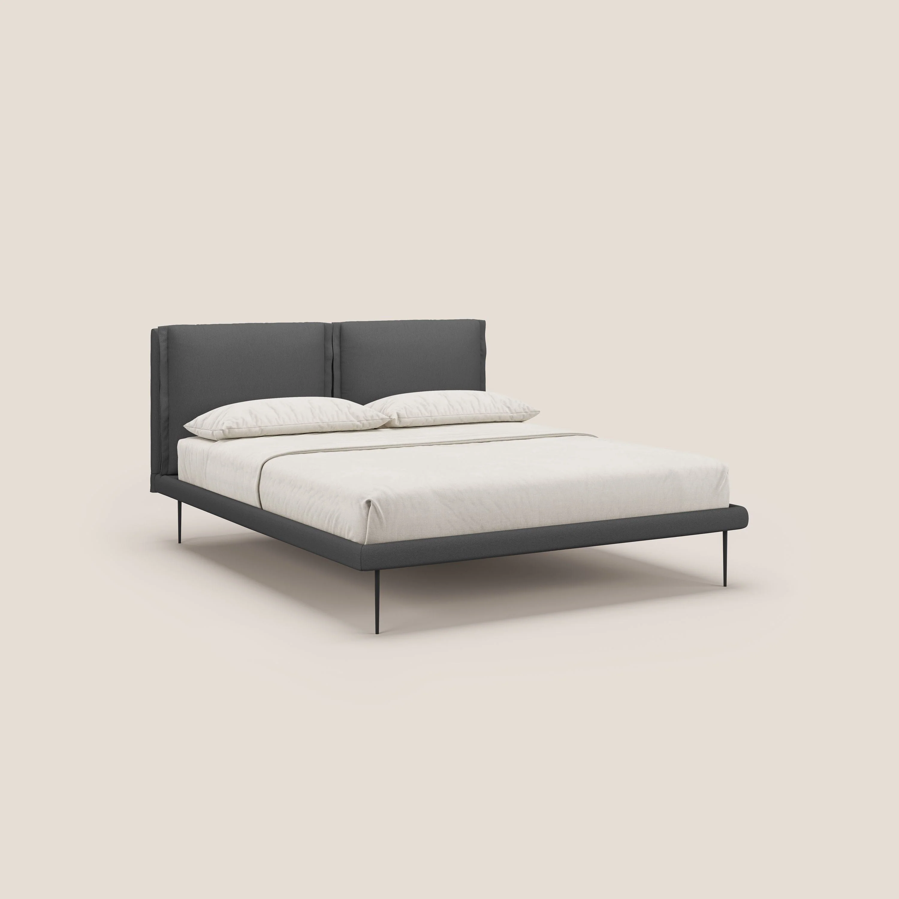 Noah lit avec coussins réglables et pieds hauts en métal en tissu détachable T05 anthracite - Image 3