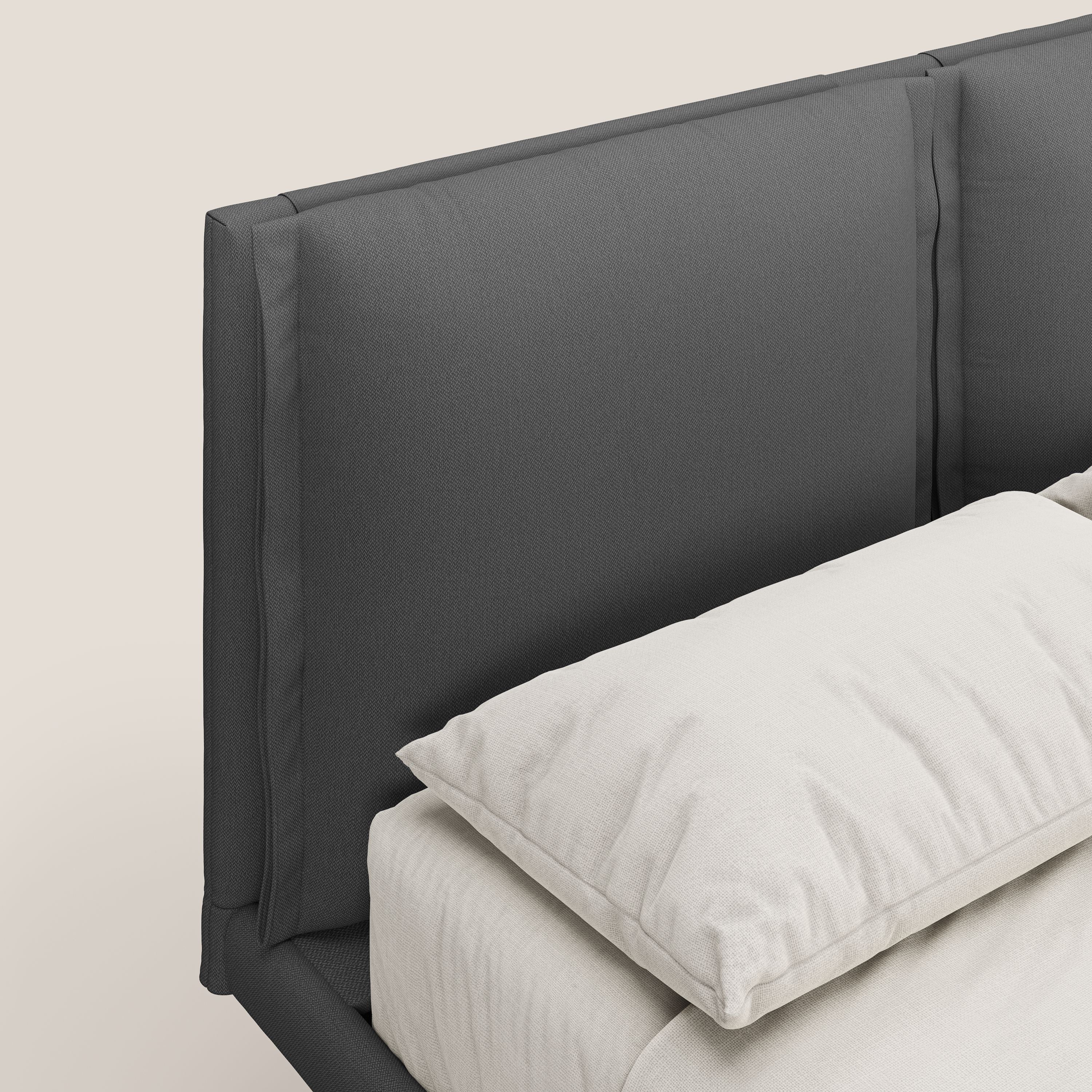 Noah lit avec coussins réglables et pieds hauts en métal en tissu détachable T05 anthracite - Image 6