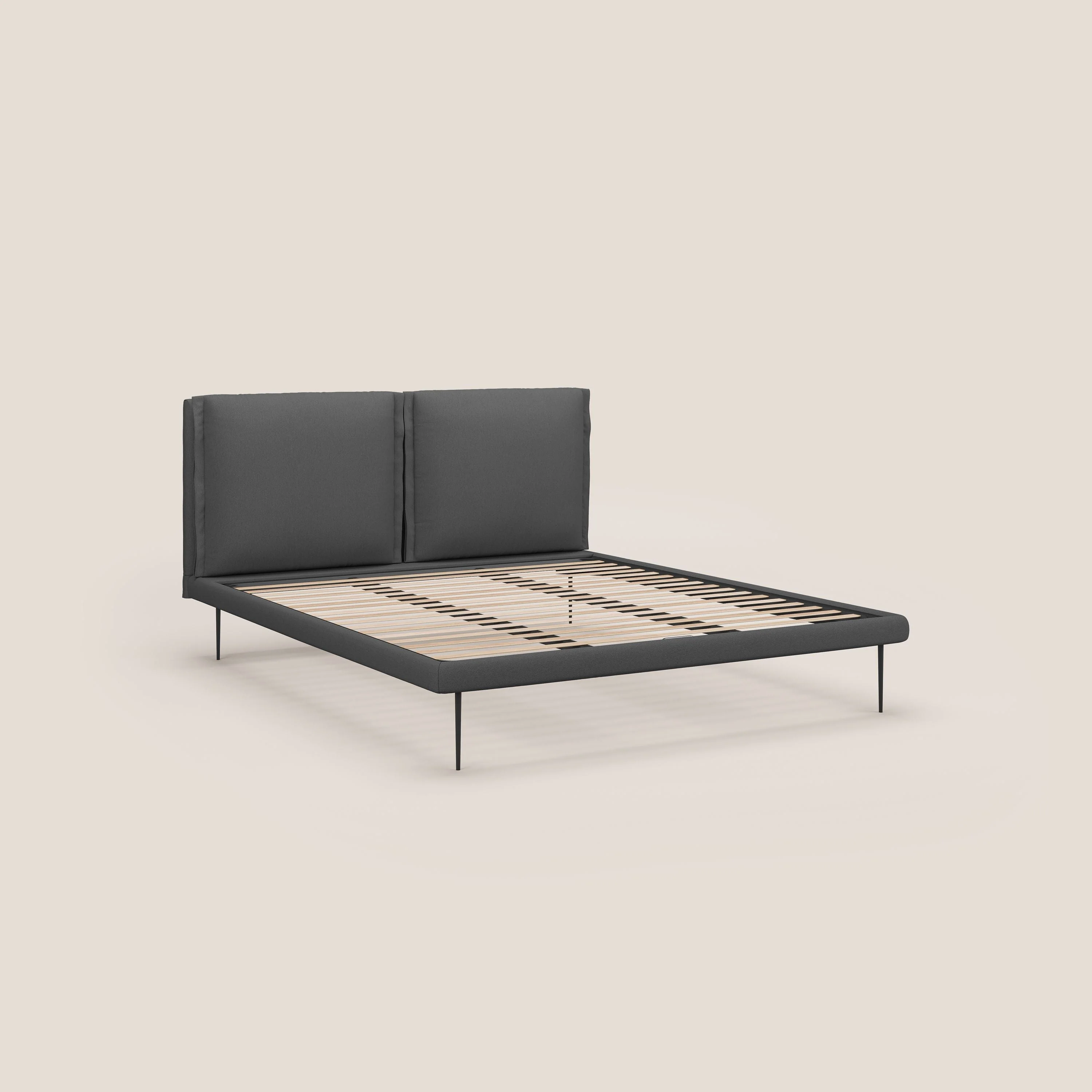 Noah lit avec coussins réglables et pieds hauts en métal en tissu détachable T05 anthracite - Image 8