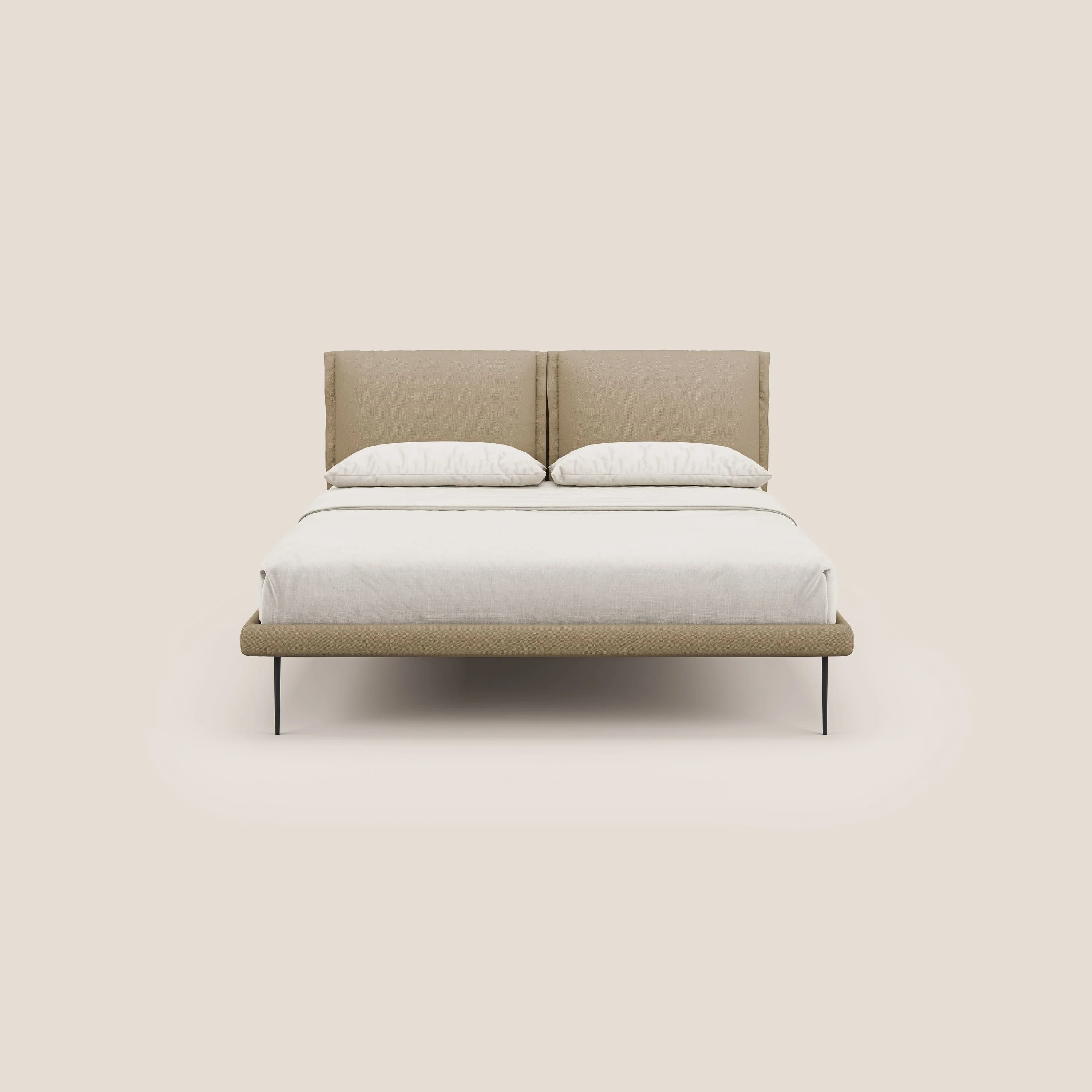 Noah lit avec coussins réglables et pieds hauts en métal en tissu détachable T05 beige - Image 2