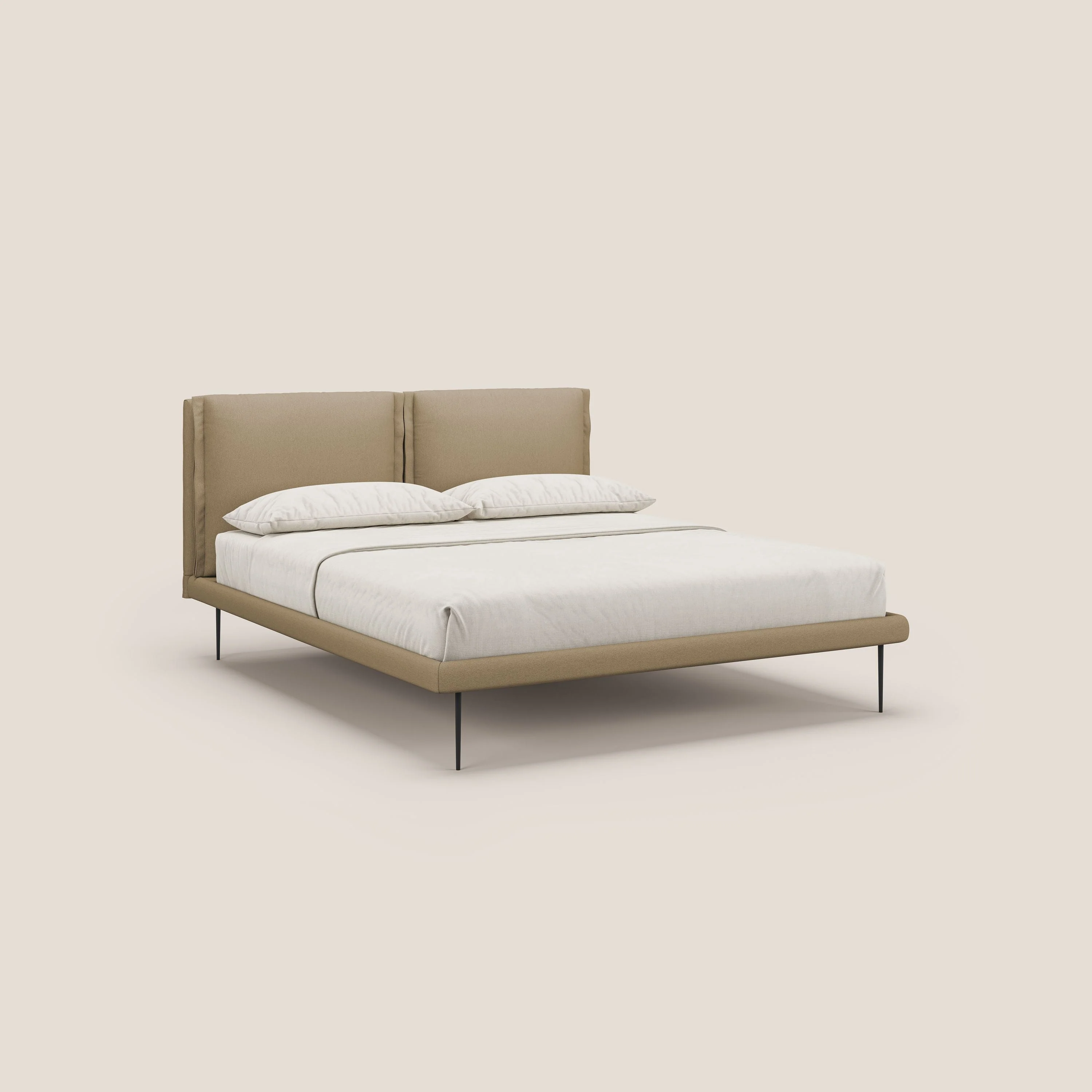 Noah lit avec coussins réglables et pieds hauts en métal en tissu détachable T05 beige - Image 3