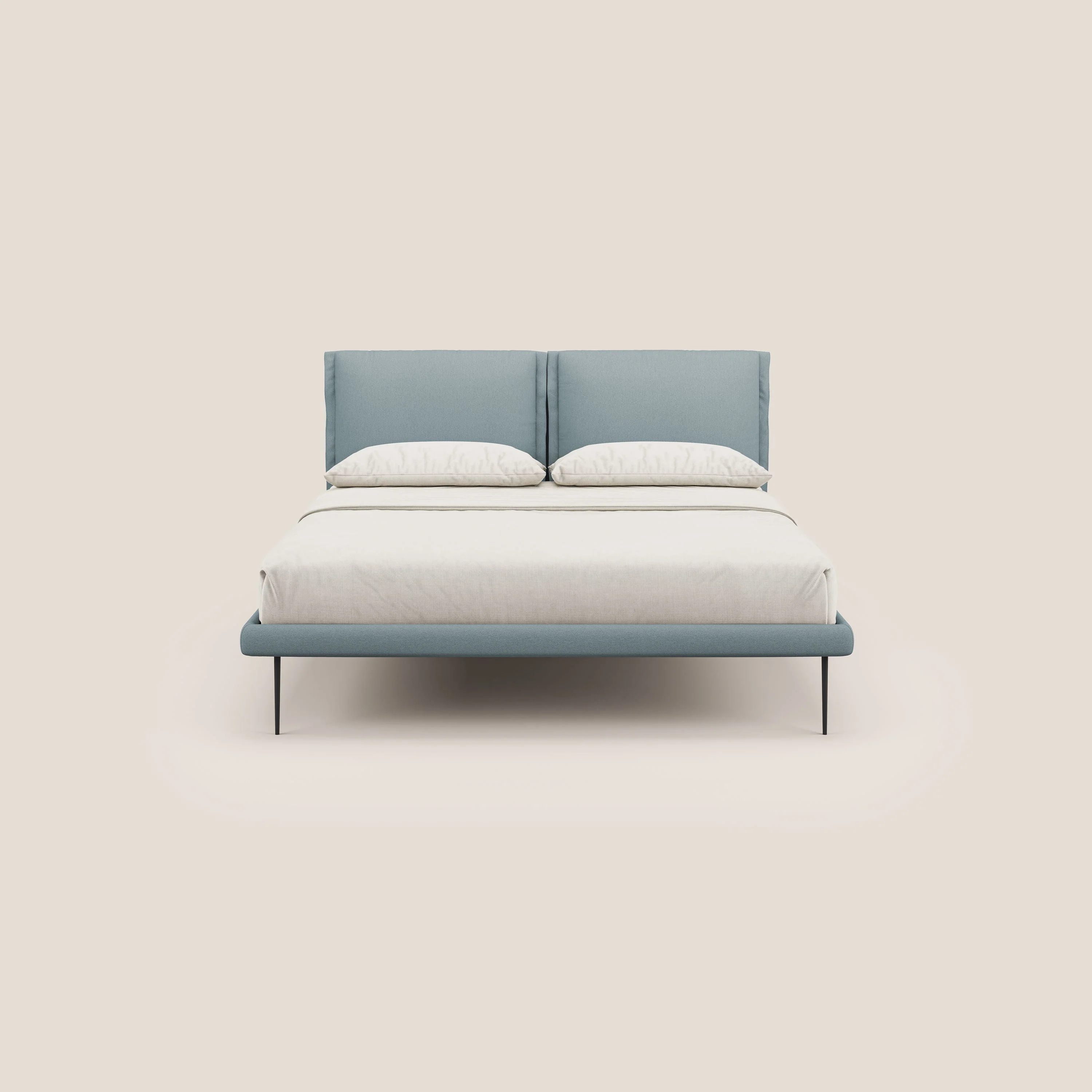 Noah lit avec coussins réglables et pieds hauts en métal en tissu détachable T05 bleu gris - Image 2
