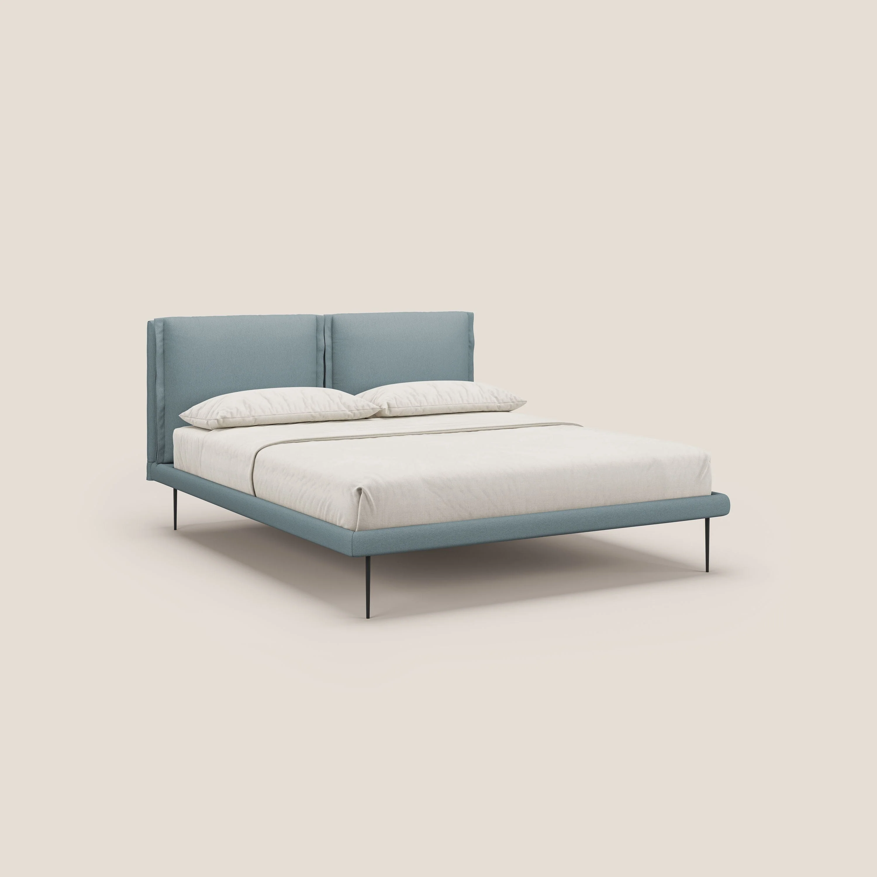 Noah lit avec coussins réglables et pieds hauts en métal en tissu détachable T05 bleu gris - Image 3