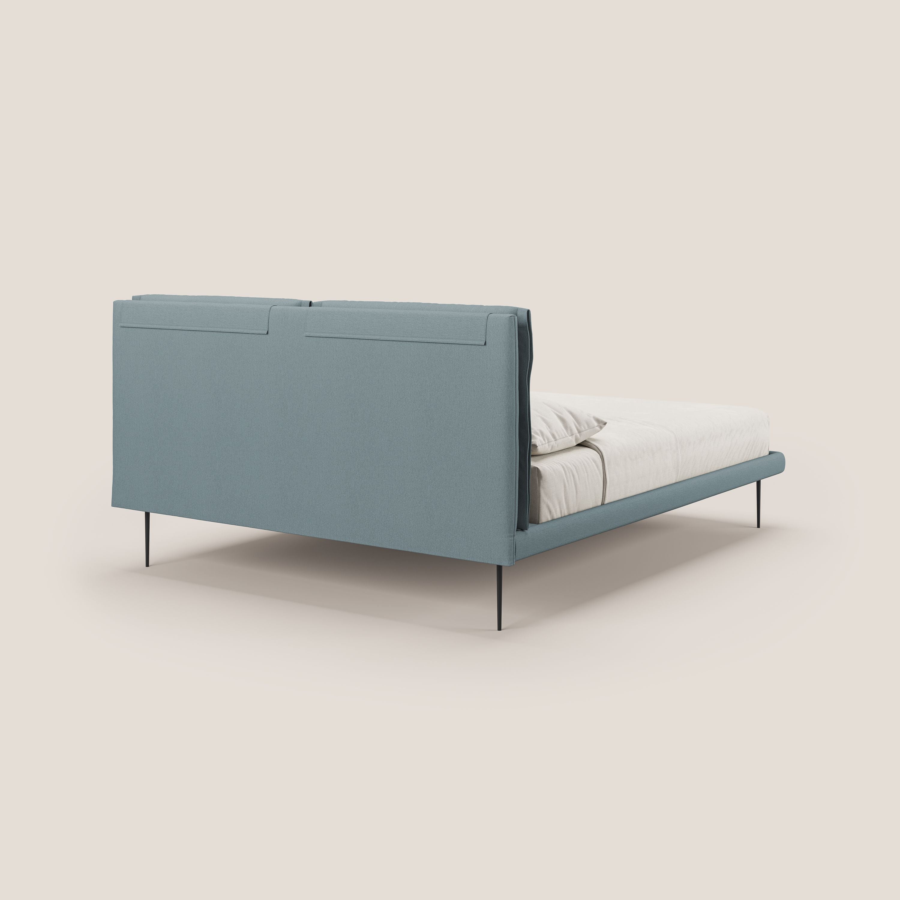 Noah lit avec coussins réglables et pieds hauts en métal en tissu détachable T05 bleu gris - Image 5
