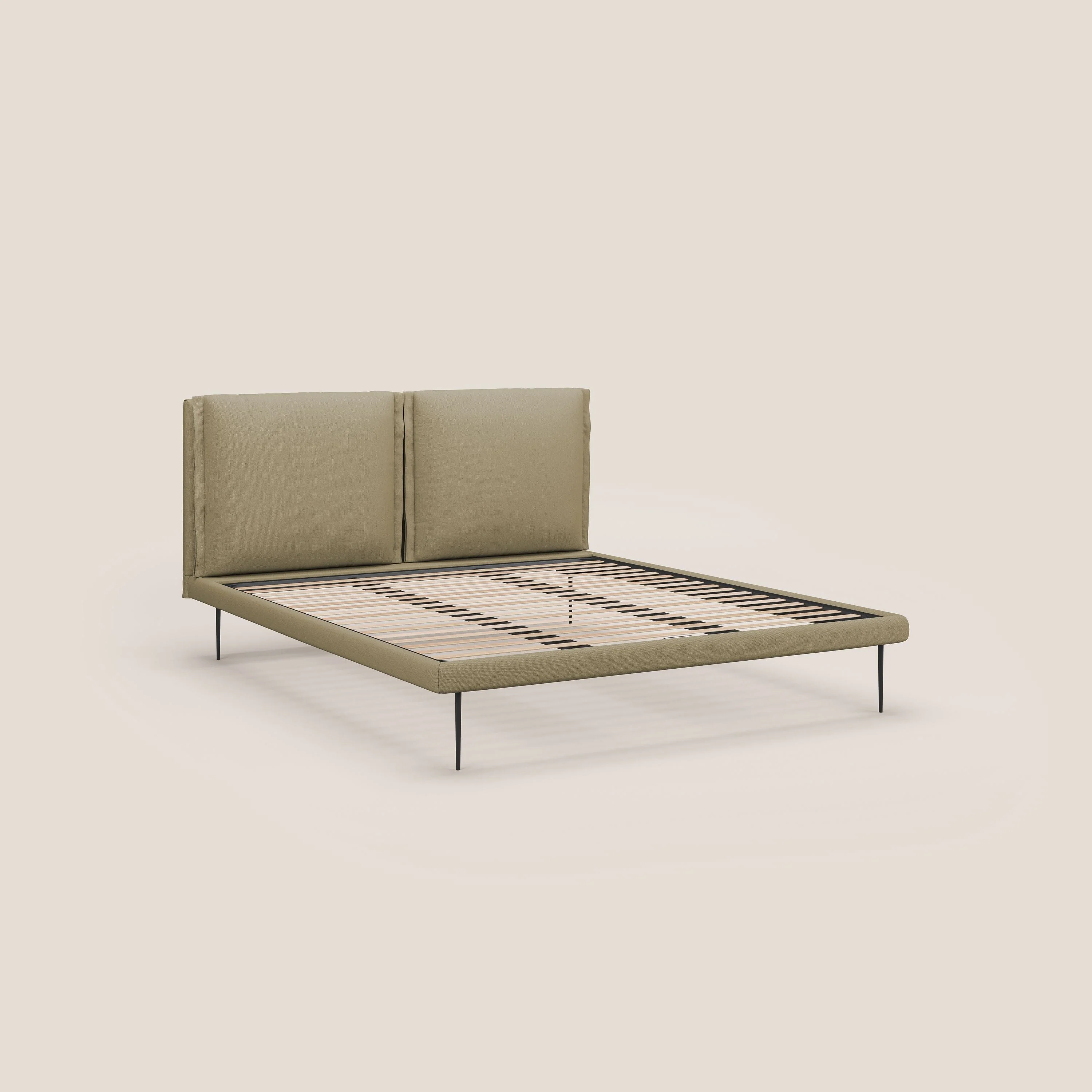 Noah lit avec coussins réglables et pieds hauts en métal en tissu détachable T05 camel - Image 8