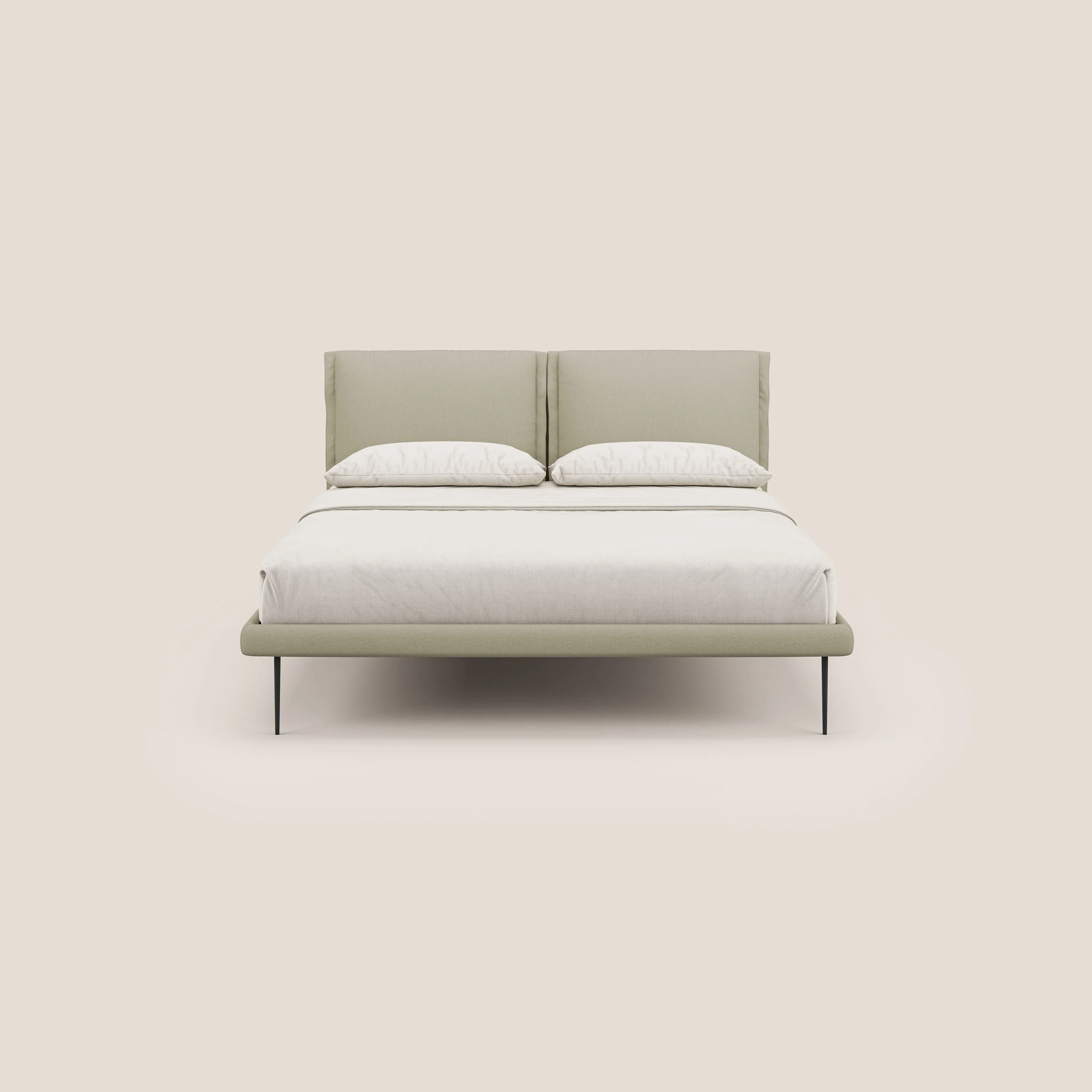 Noah lit avec coussins réglables et pieds hauts en métal en tissu détachable T05 crème - Image 2