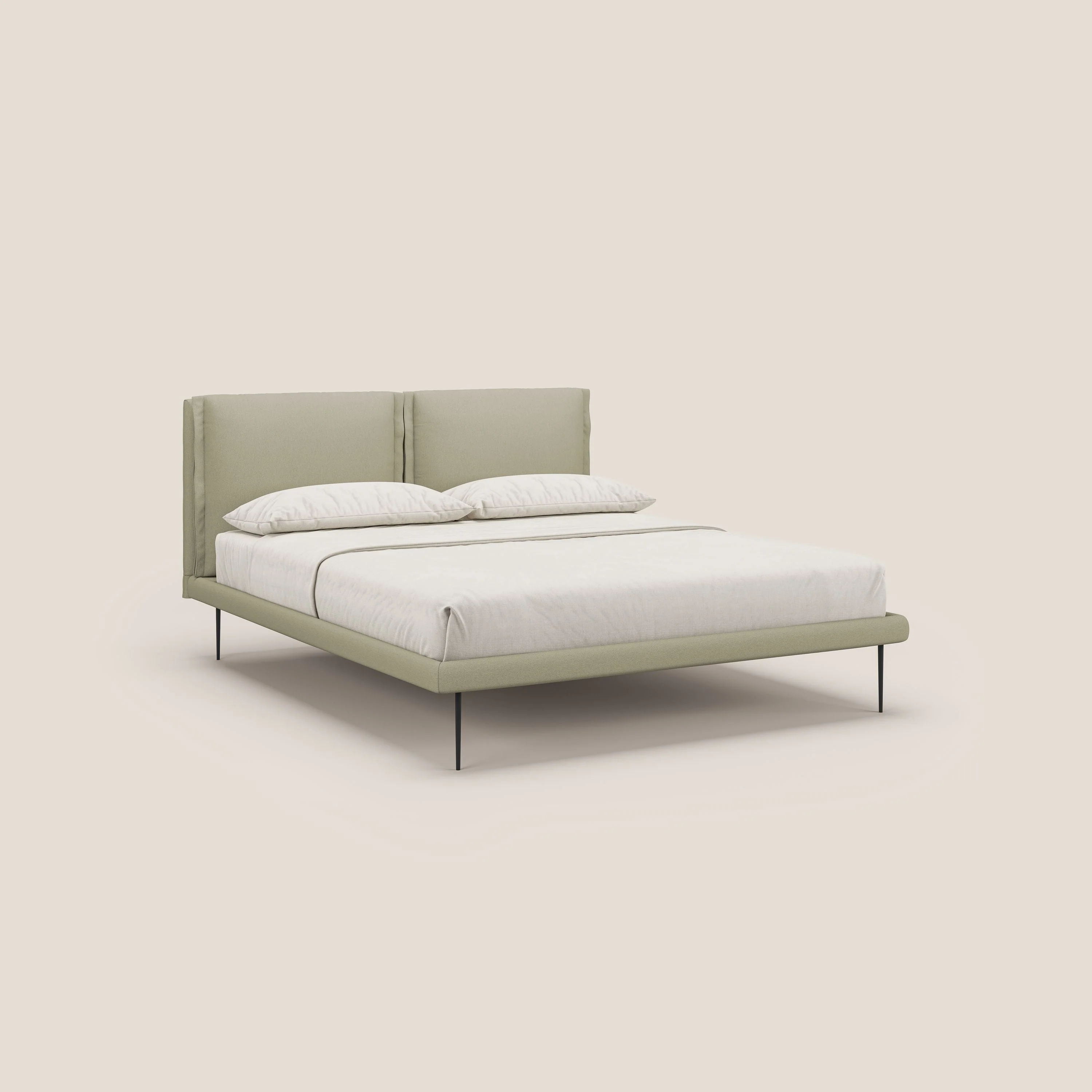 Noah lit avec coussins réglables et pieds hauts en métal en tissu détachable T05 crème - Image 3